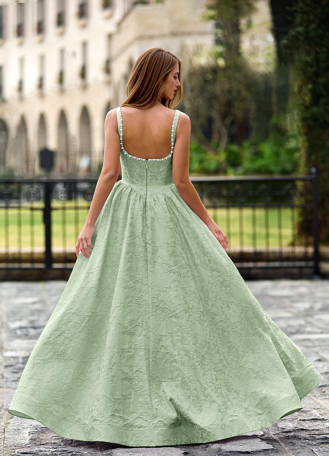 thyme green dress Azazie 2026 Beading A-Line Prom Dress Sage Gown