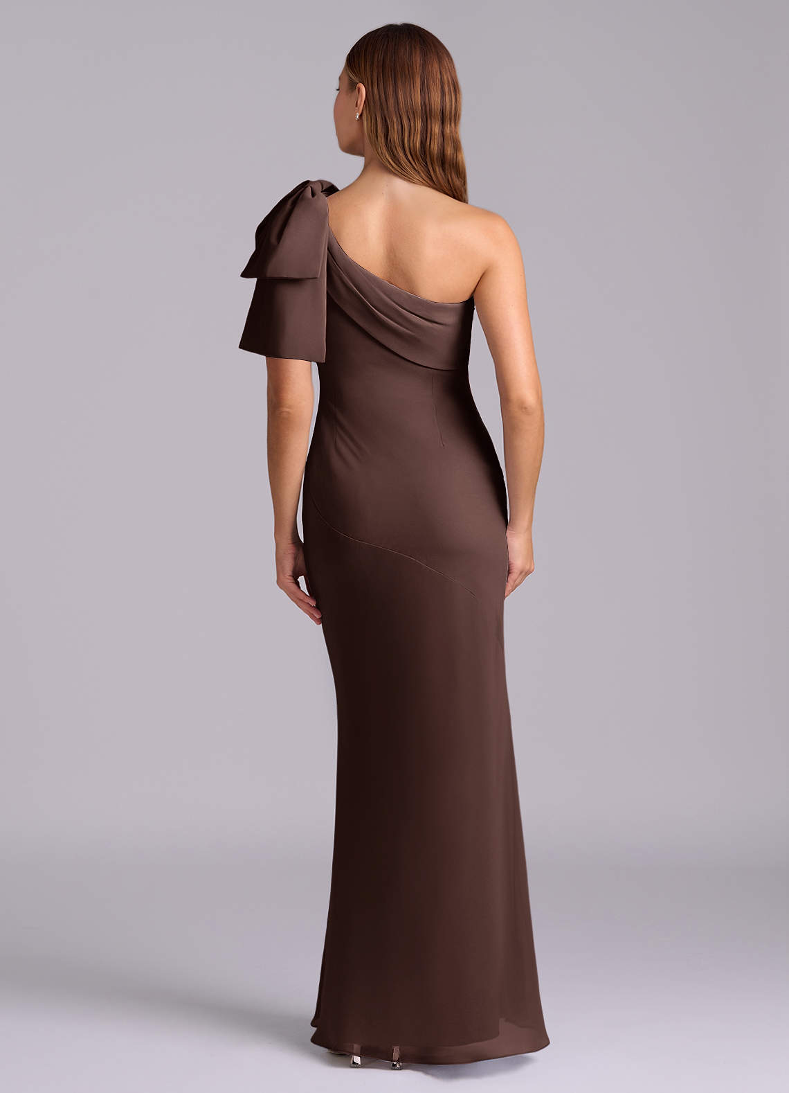 Azazie Yuanna Bridesmaid Dresses Ganache Mermaid One Shoulder Chiffon Dress image1
