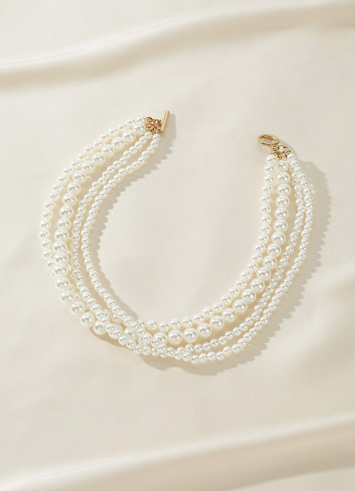 front Multi-Strand Pearl Toggle Necklace