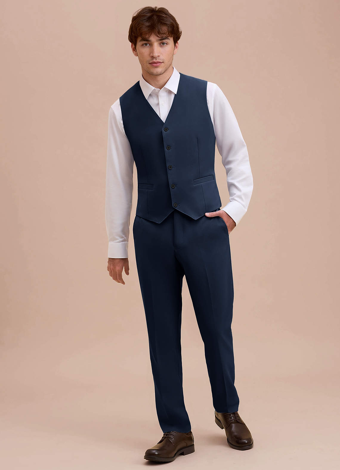 front Ethan Dark Navy Refined Weave Suit Vest