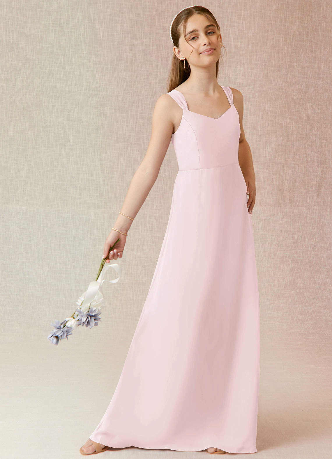 Blush pink deals junior bridesmaid dresses