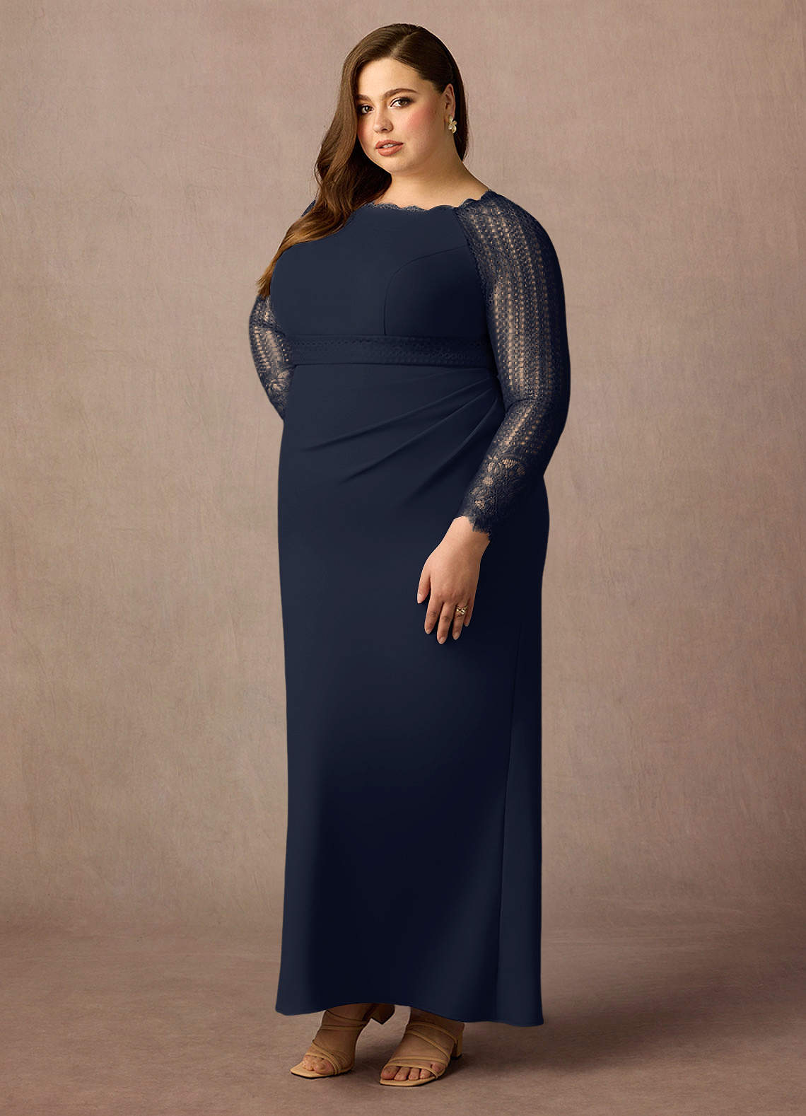Azazie Peggy Dark Navy Sheath Lace Dress Ready to Ship | Azazie