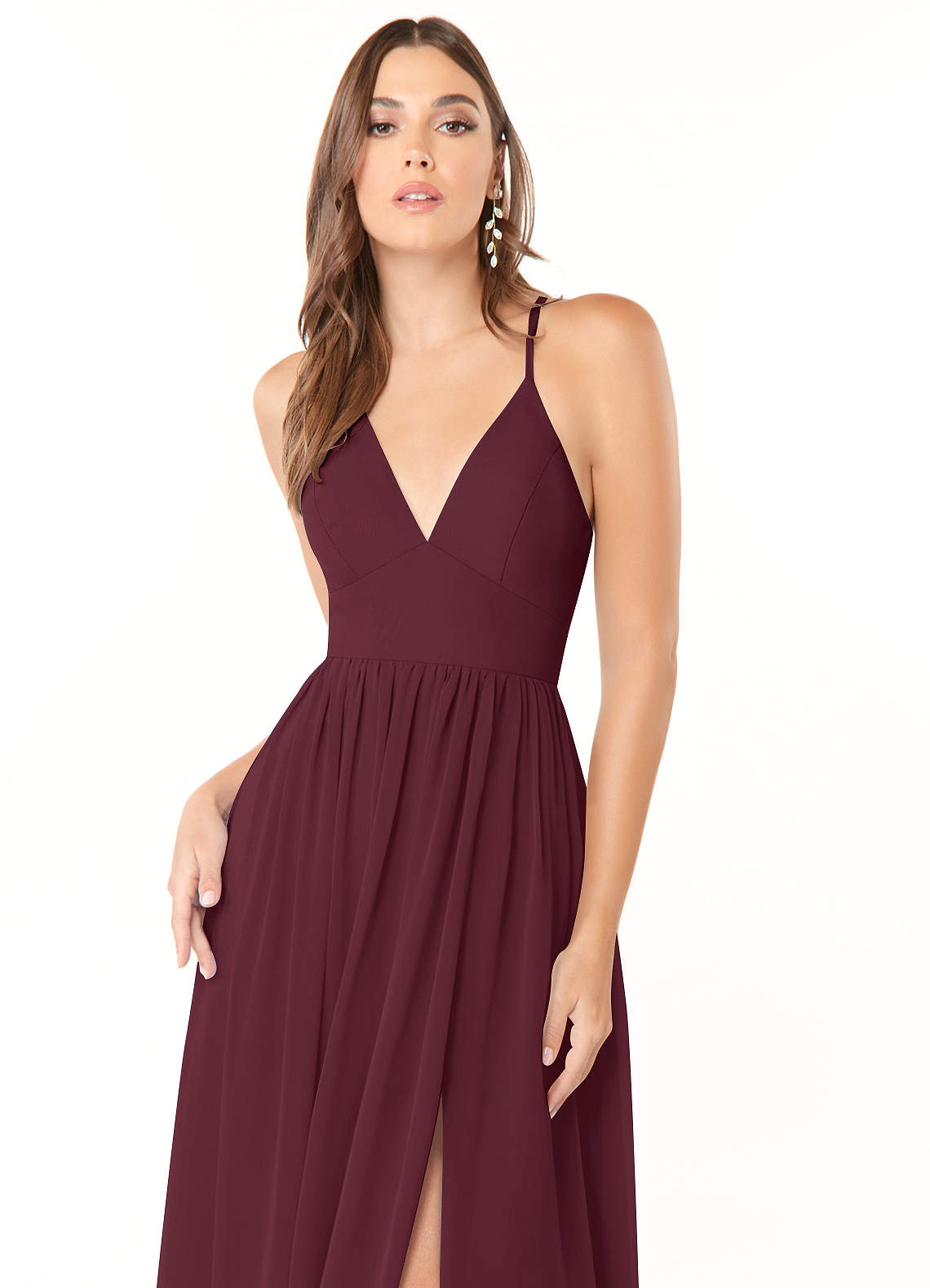 Azazie Aaida Robes de demoiselle d'honneur Robe Trapèze en Mousseline de soie Corset Cabernet image5