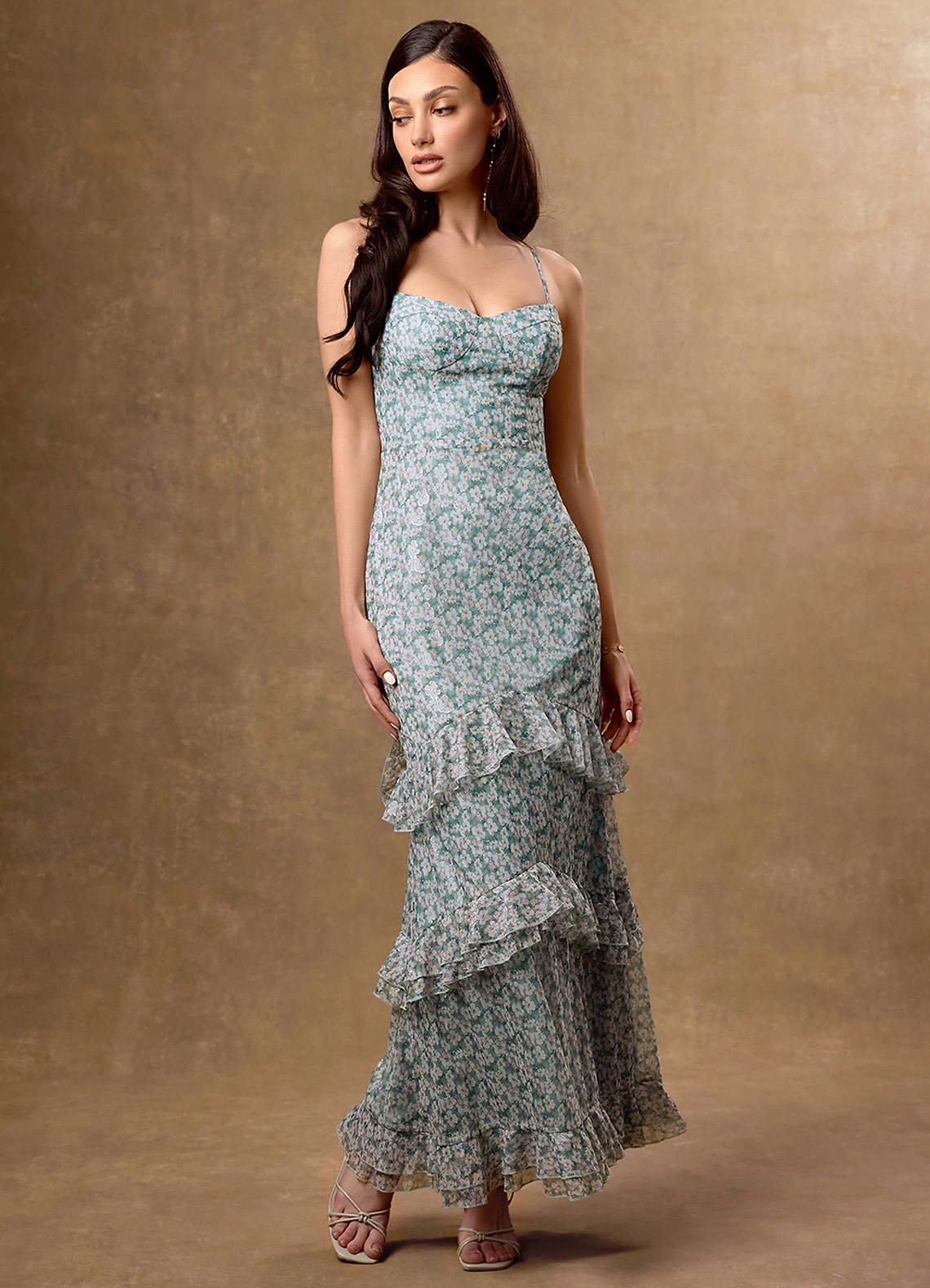 Vestido Musgo De Jardín Largo Rachel image1