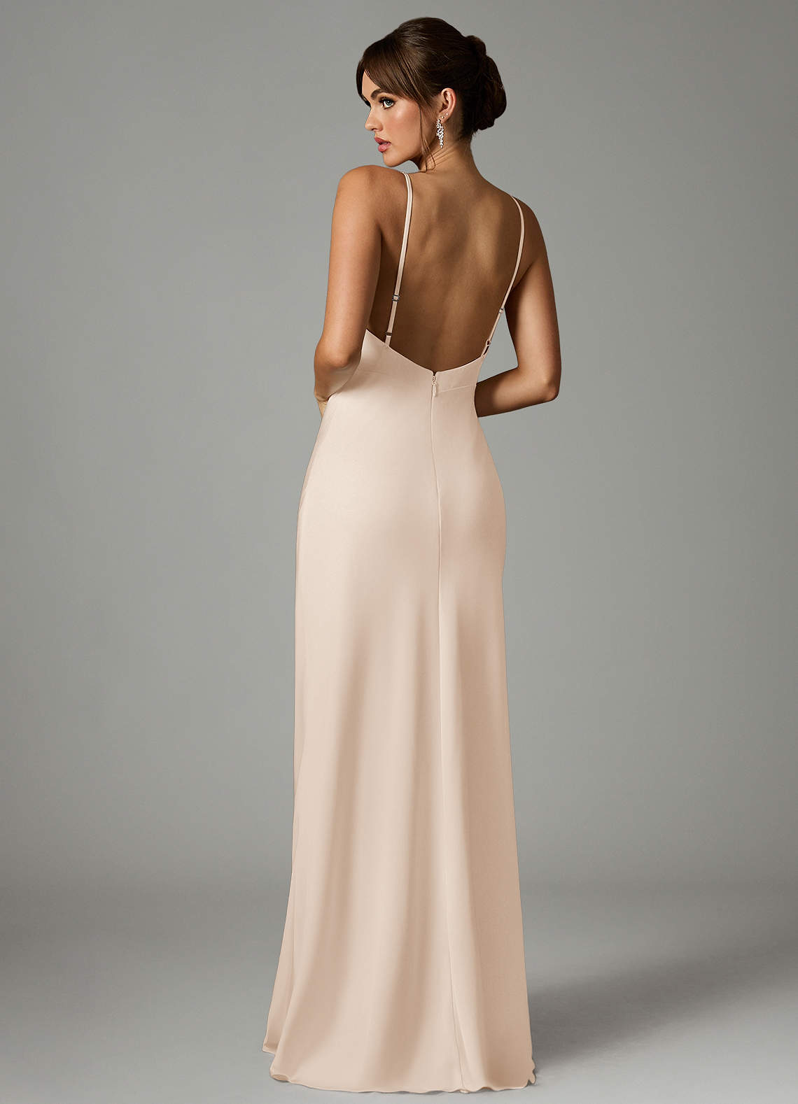 Azazie Stefania Abiti da Damigella Abito A-Line in Raso Elasticizzato Alabastro Bianco image1