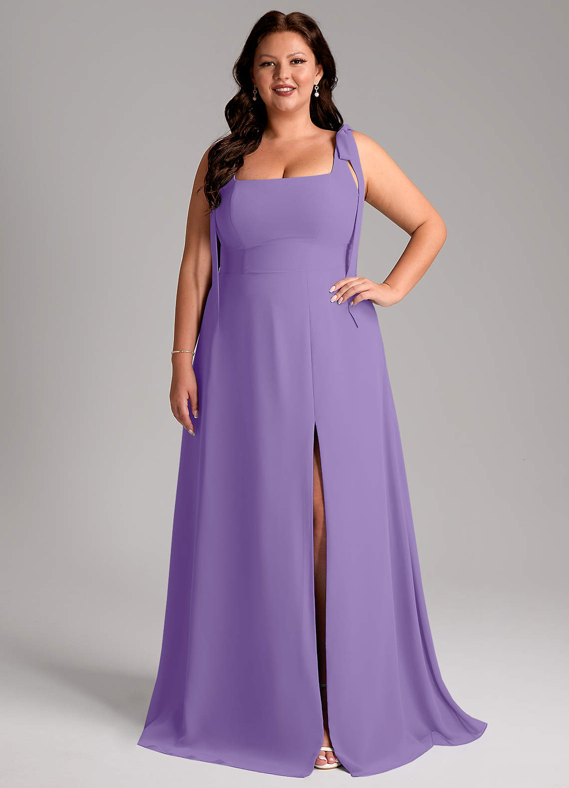 Azazie Debra Robes de demoiselle d'honneur Robe Trapèze Convertible en Mousseline de soie avec poches Tahiti image1