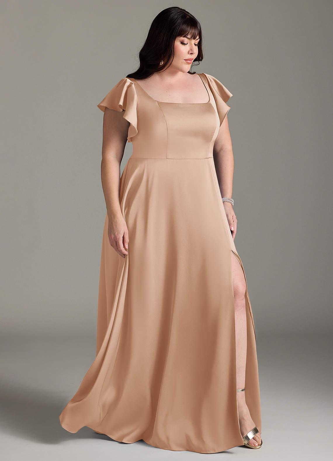 Azazie Bondi Bridesmaid Dresses English Rose A-Line Bow Stretch Satin Dress image9