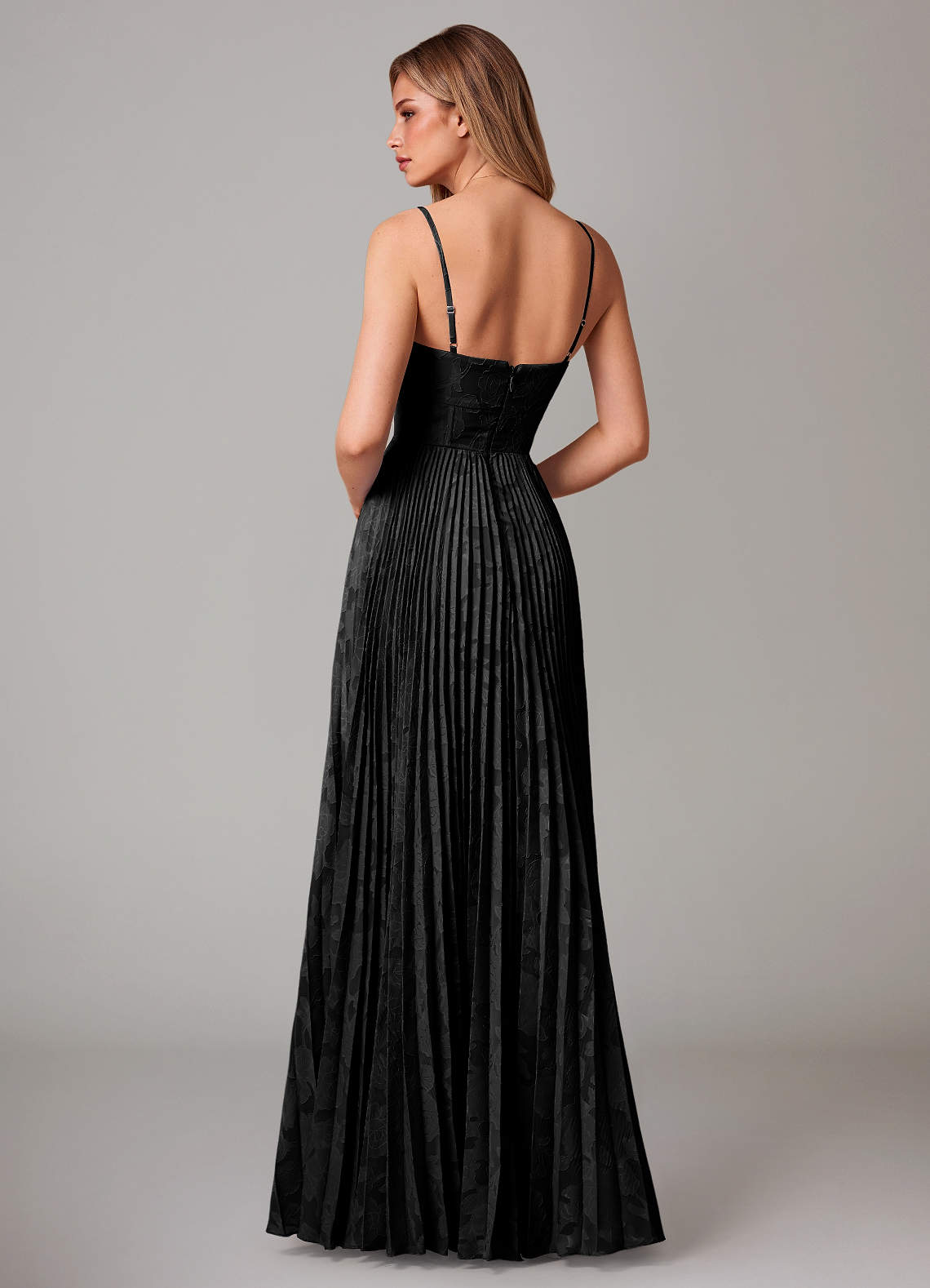 Azazie Akiko Bridesmaid Dresses Black A-Line Sweetheart Neckline Floral Burnout Dress image1