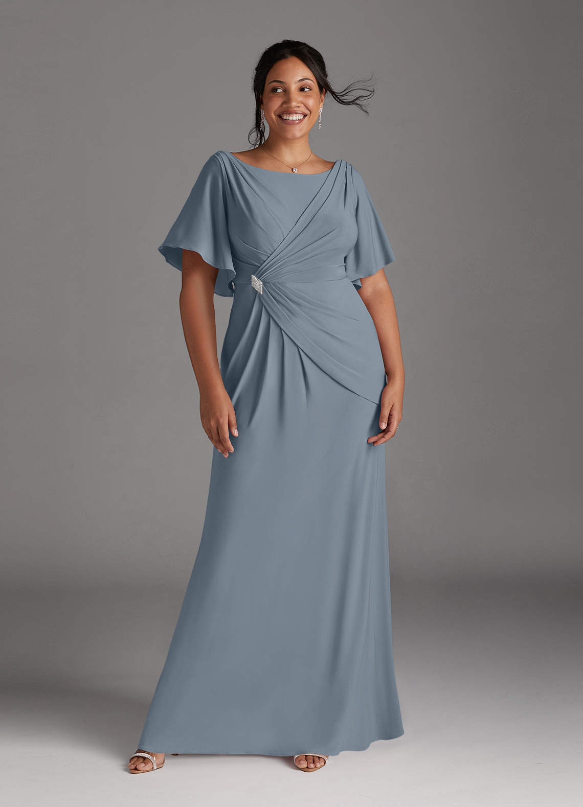 ワンピース BAU by Bride And You AARON Boat neck Aline dress (Minty blue A Line/Princess V-Neck Long Sleeves Floor Length Floral