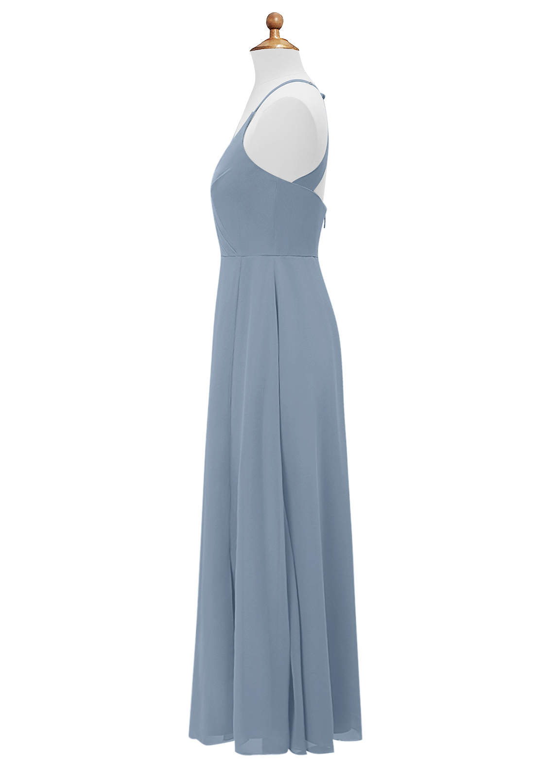Azazie Davis Junior Jurk van Chiffon met A-Lijn Stoffig Blauw image8