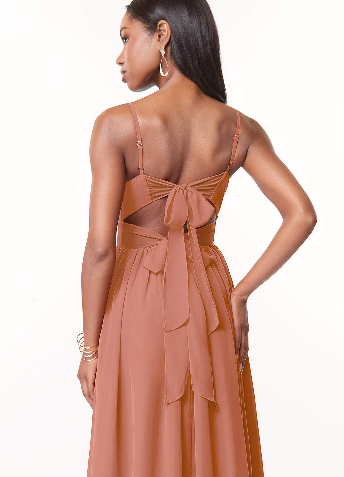 Azazie Zeya Bridesmaid Dresses MAI TAI A-Line V-Neck Pleated Chiffon Dress image1