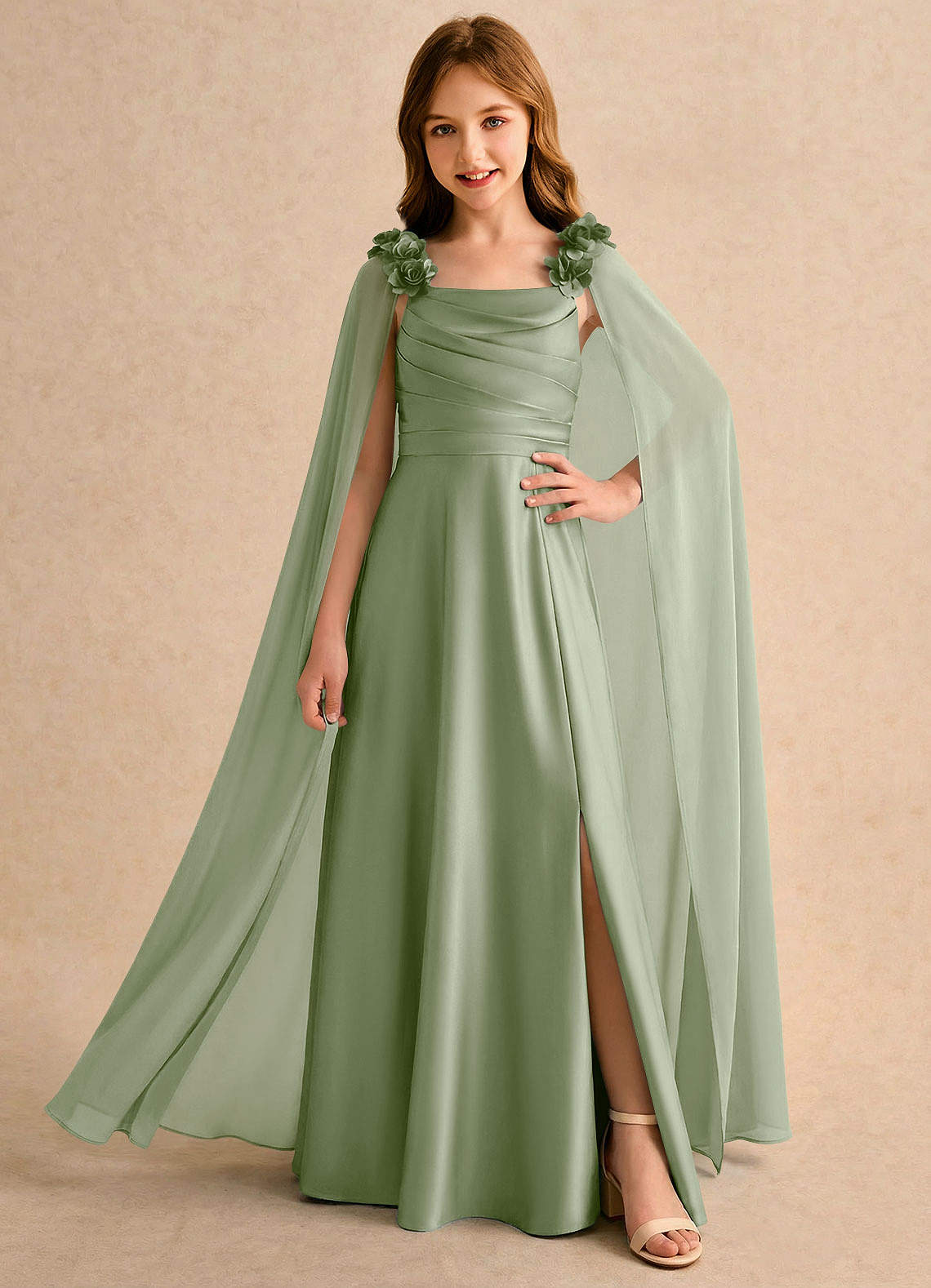 sage green girls dress 3D Floral Pageant for Toddler Princess Gown J873 DO YOU WANT THIS DRESS IN DIFFERENT COLORS Sage Green Mermaid Princess Dress