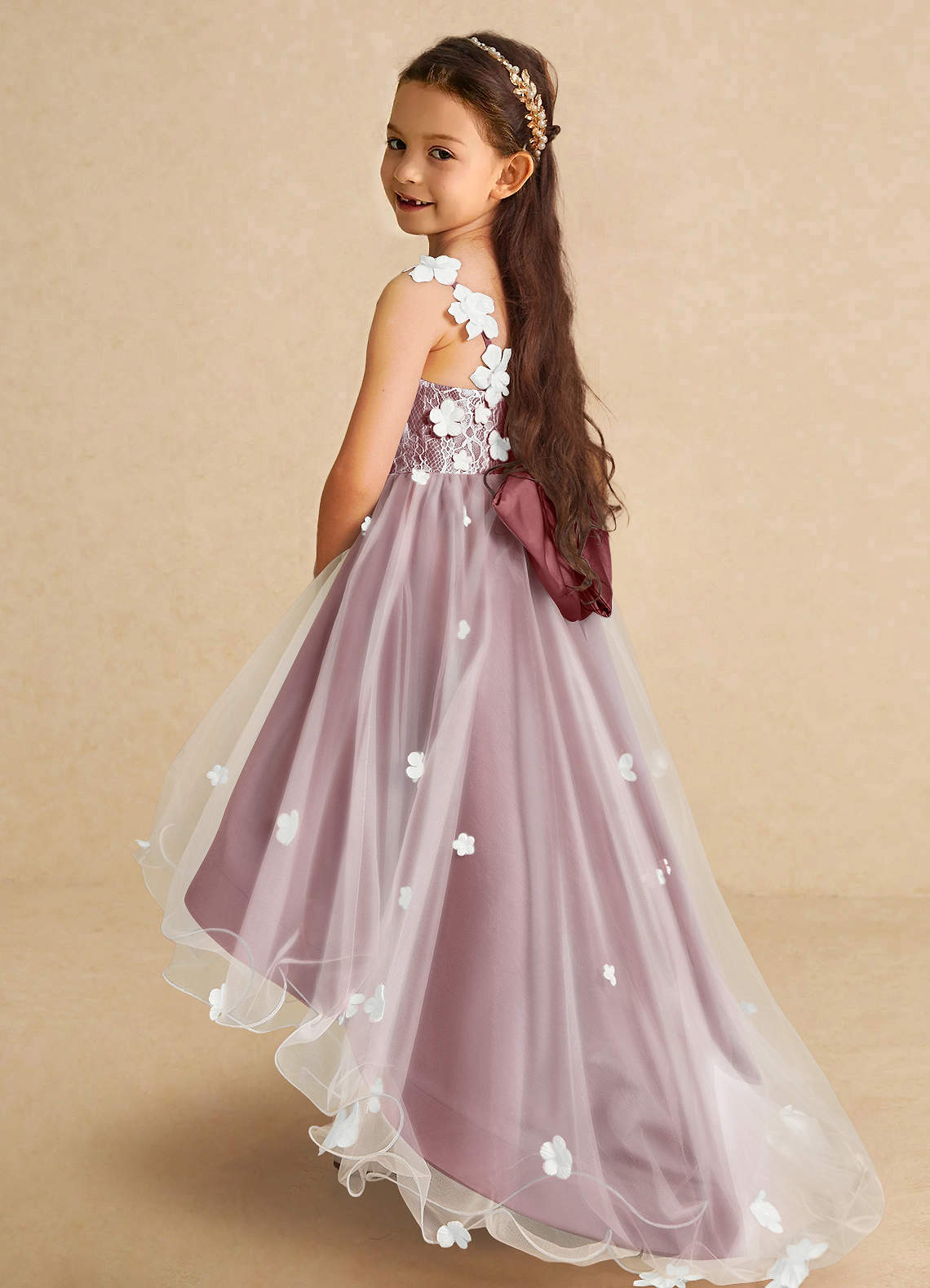 Azazie Celia Flower Girl Dresses Amethyst A-Line Lace Tulle Dress image1