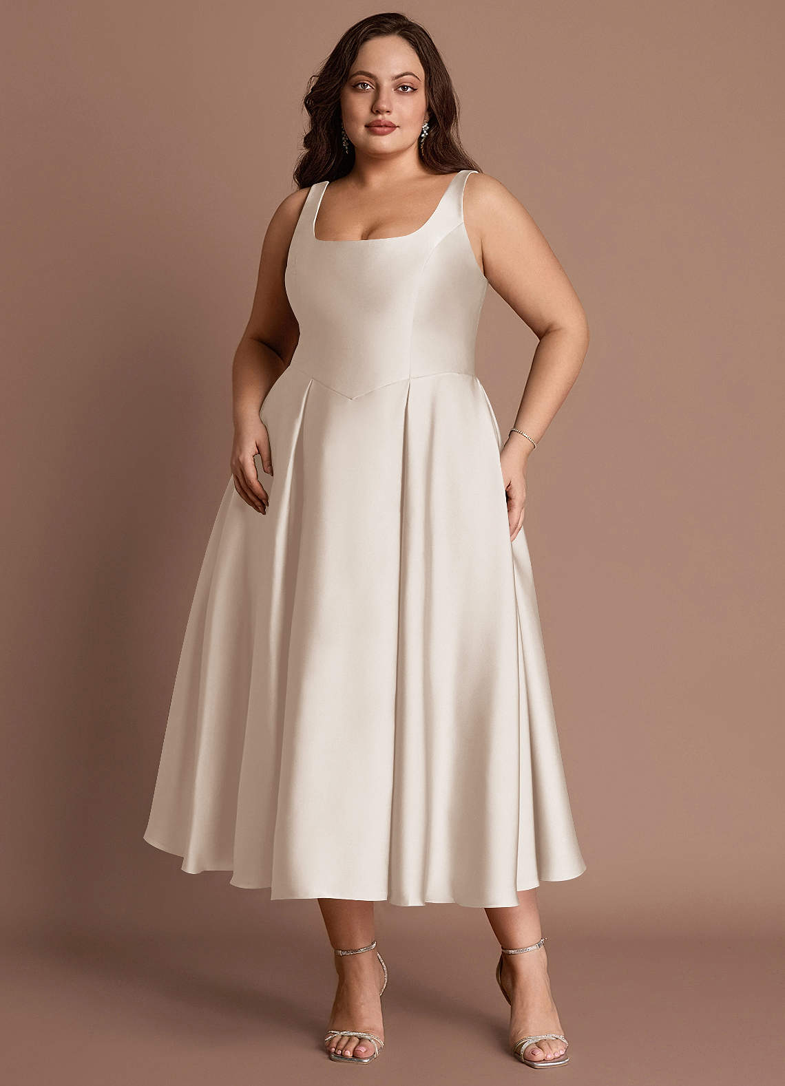 Olivia Cream Pleated Midi Dress image1