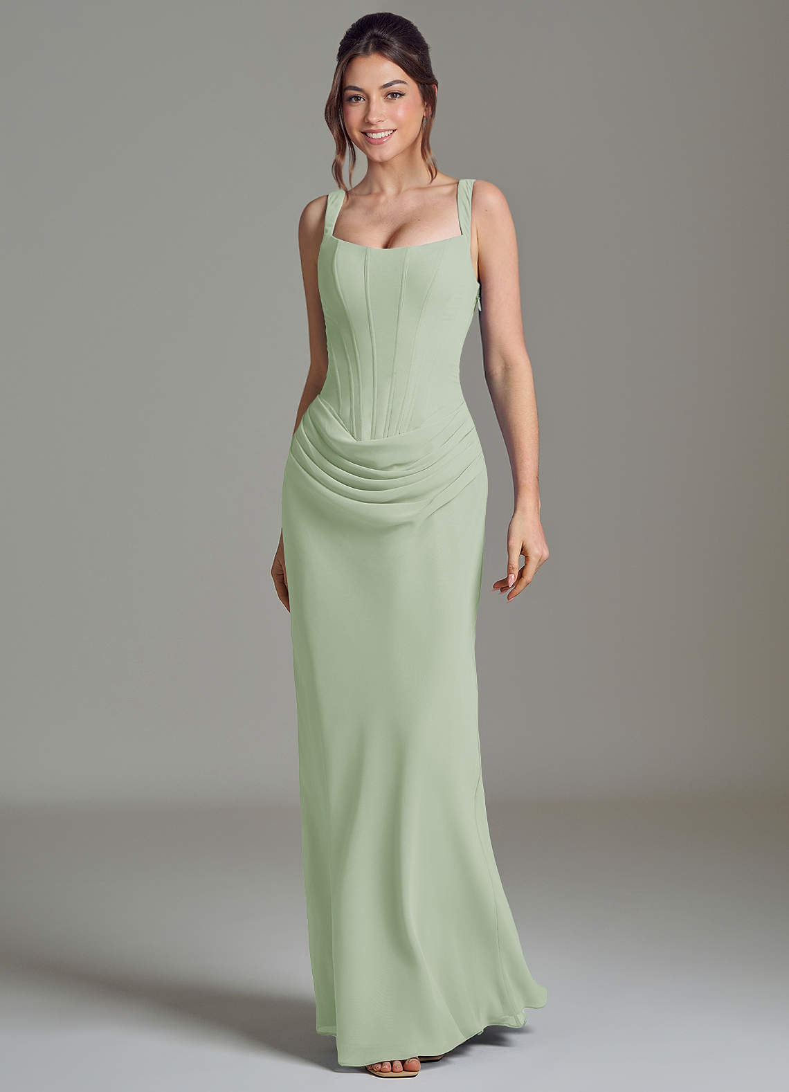 sage green corset bridesmaid dresses Azazie Niamh Color:Butter Wine Dresses Runaway The Label Dia and formal events