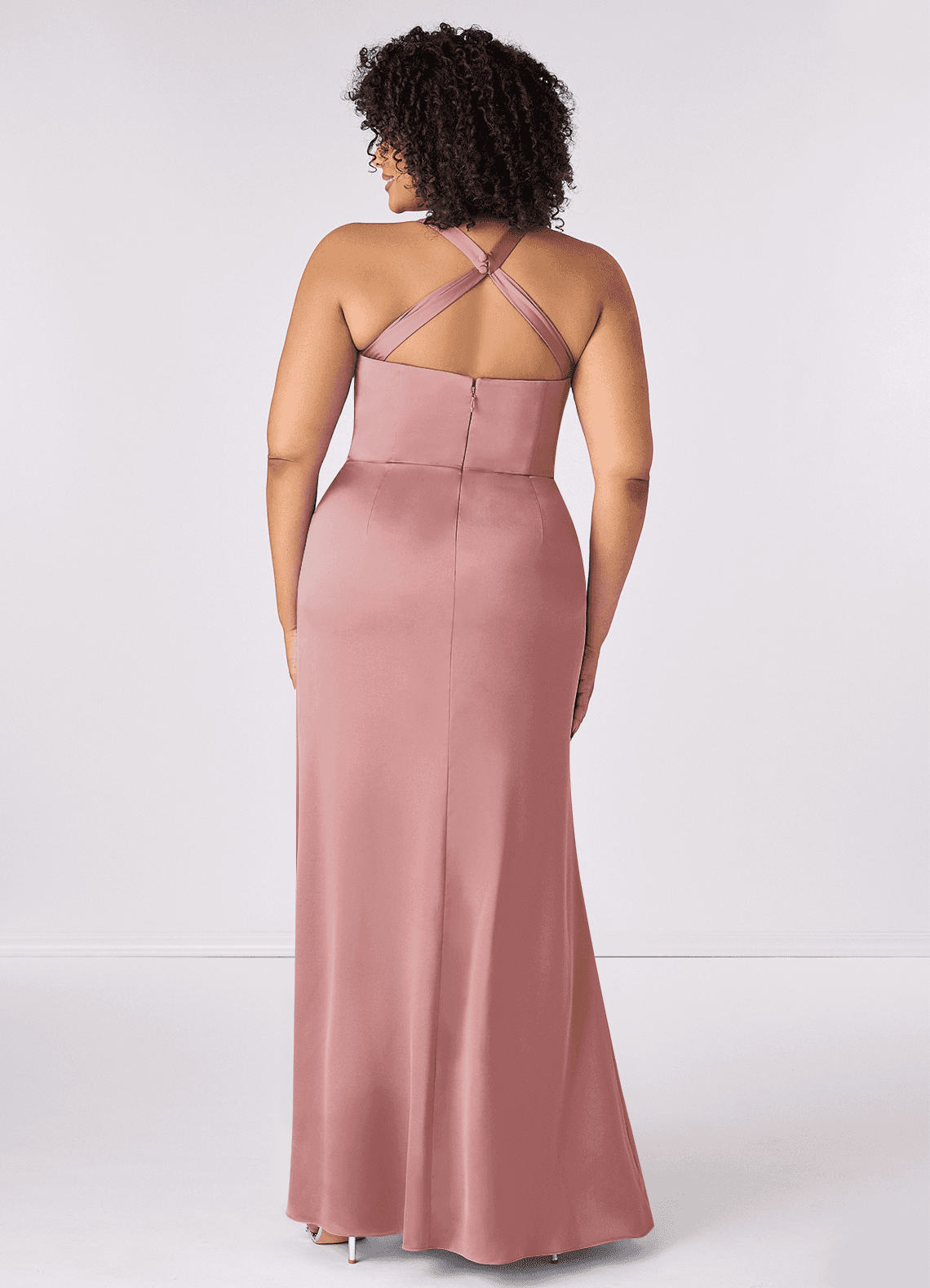 Barbie ♥ Azazie Bridesmaid Dresses Criss Cross Strap Stretch Satin Sheath Dress image9