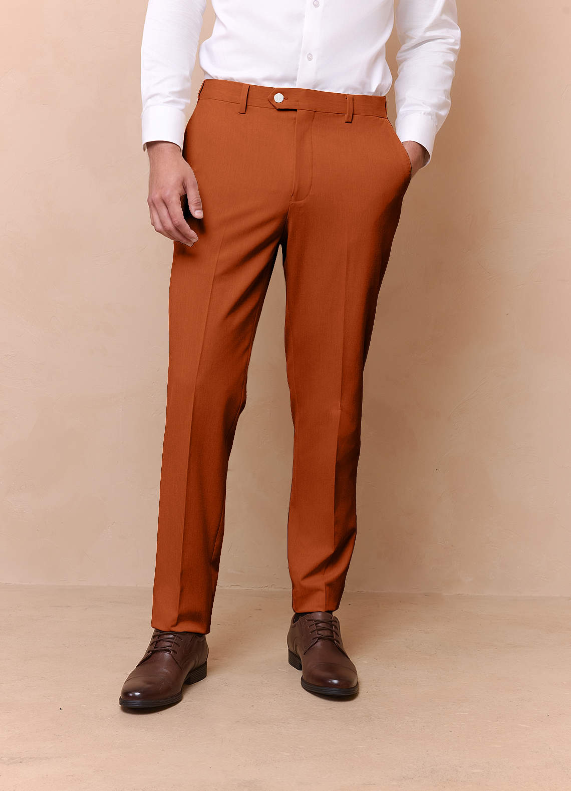 front James Burnt Orange Structured Stretch Dress Pants