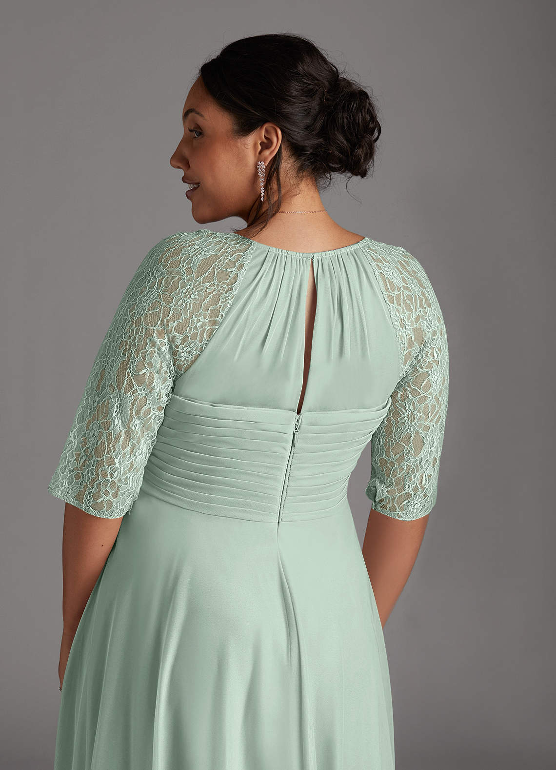 Azazie Gracelyn At-home Try On Dresses Agave A-Line Lace Dress image11