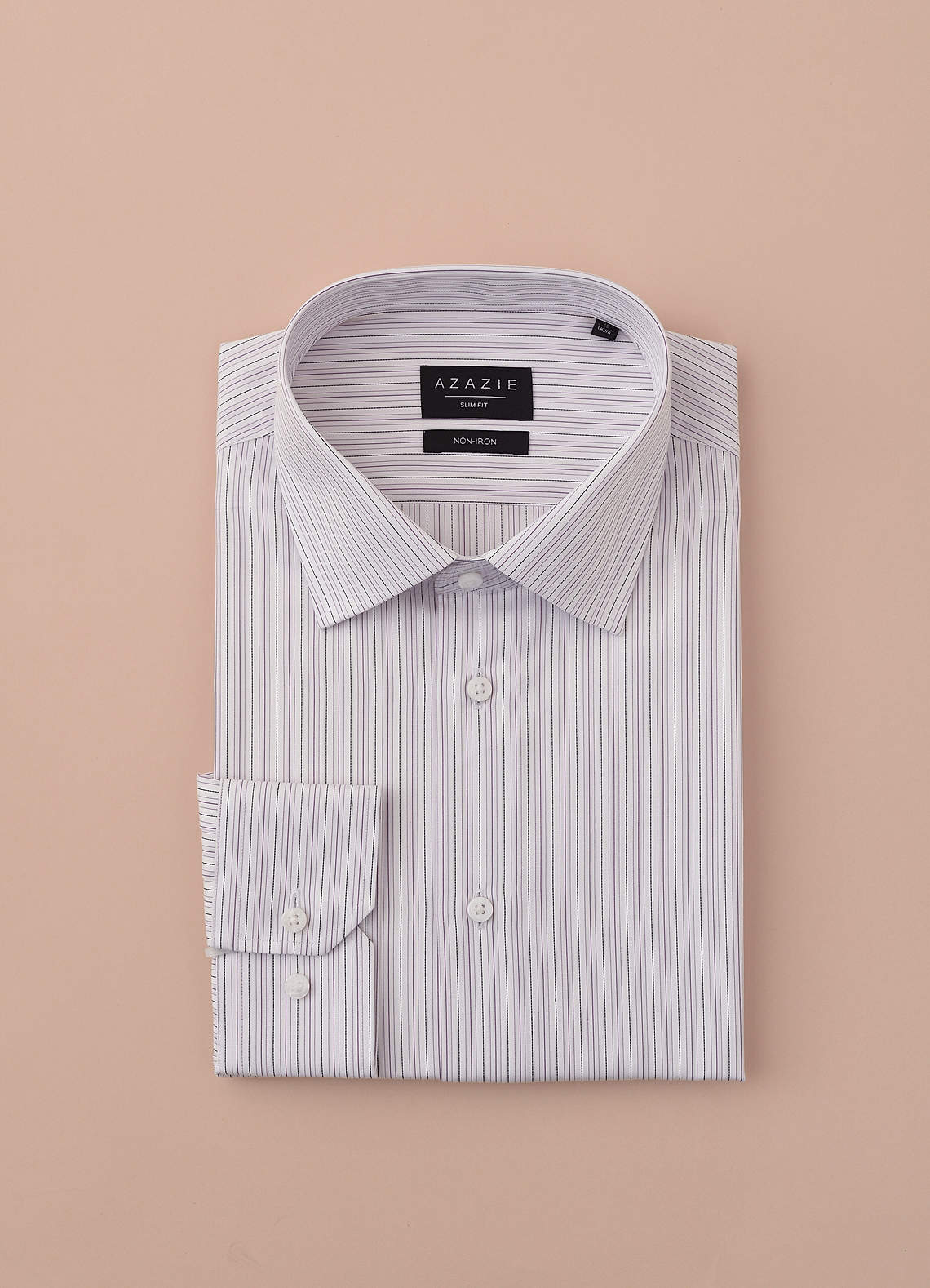 front Aiden Deep Purple Black 100% Cotton Non-Iron Striped Dress Shirt