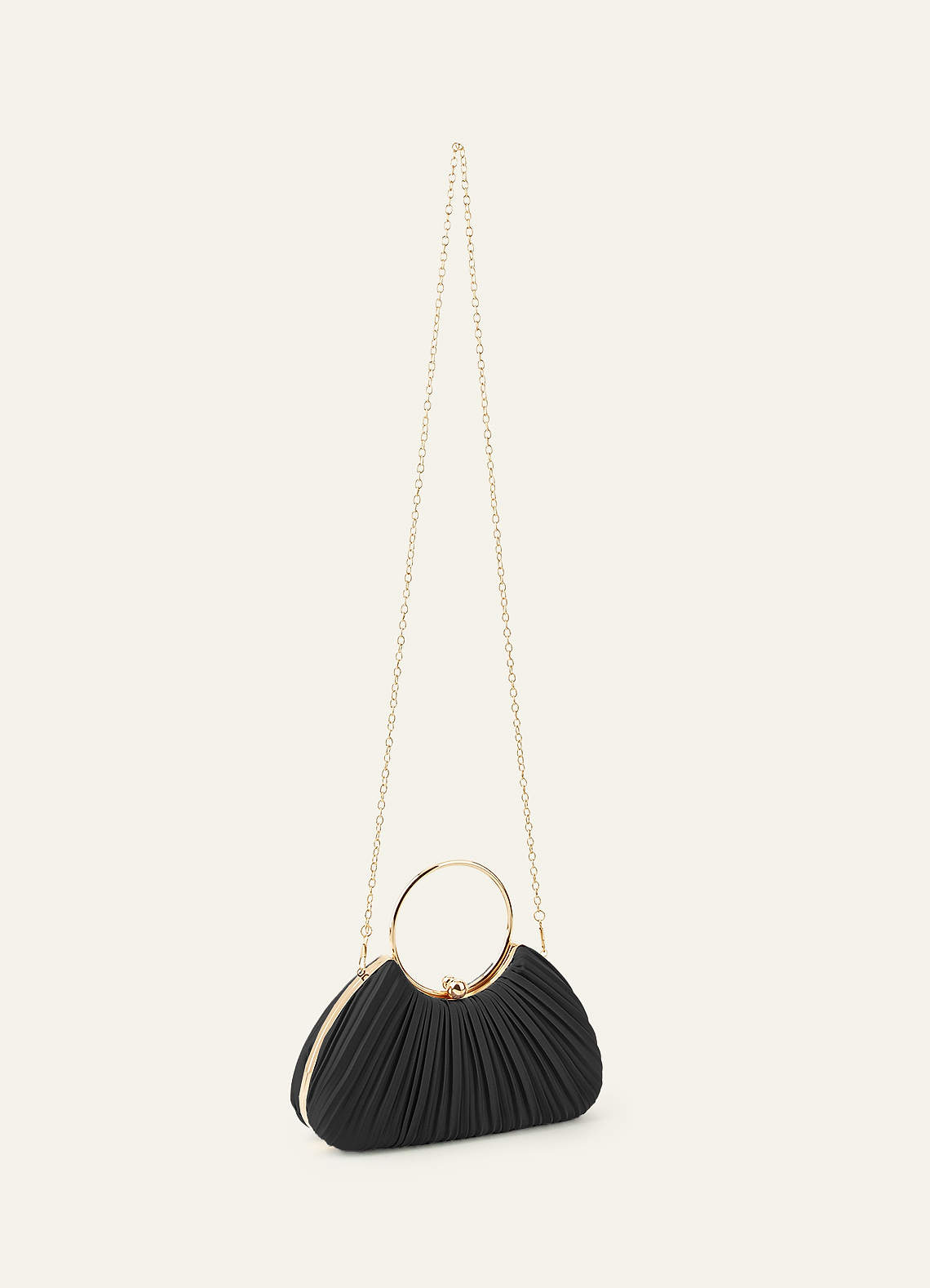 front Matching Color Stretch Satin Pleated Handbag
