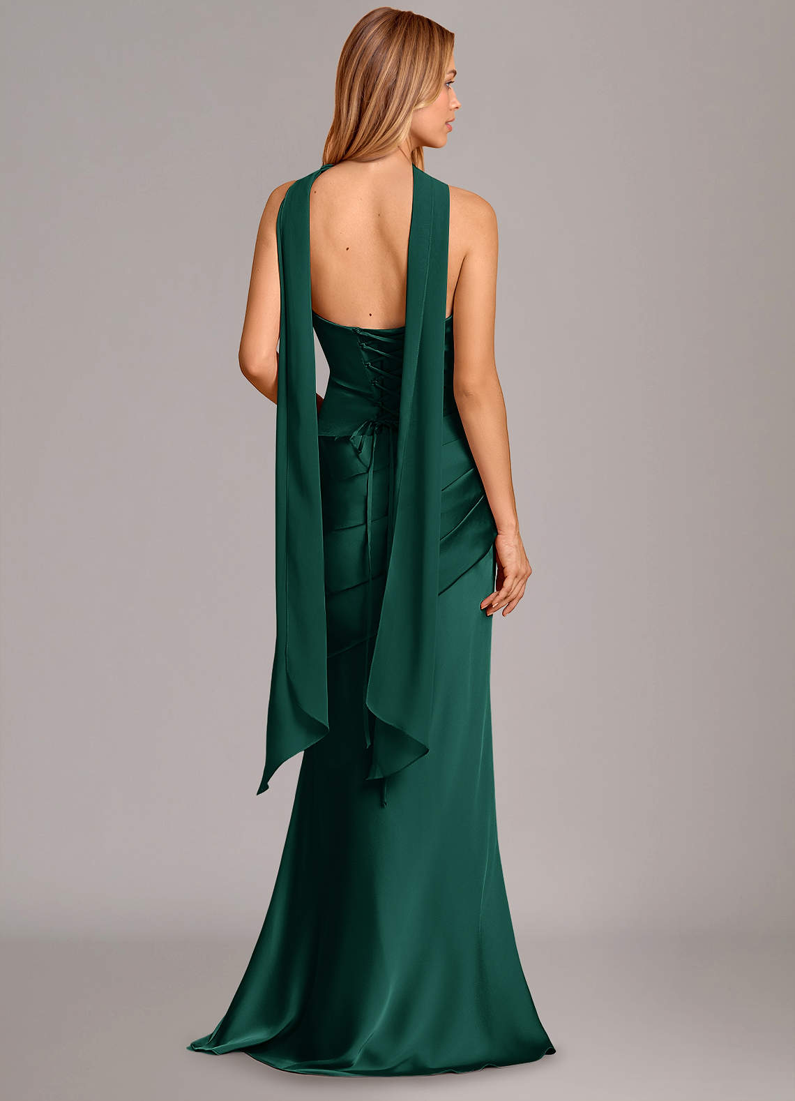 Azazie Pelagia Emerald Stretch Satin Bridesmaid Dresses | Azazie DE