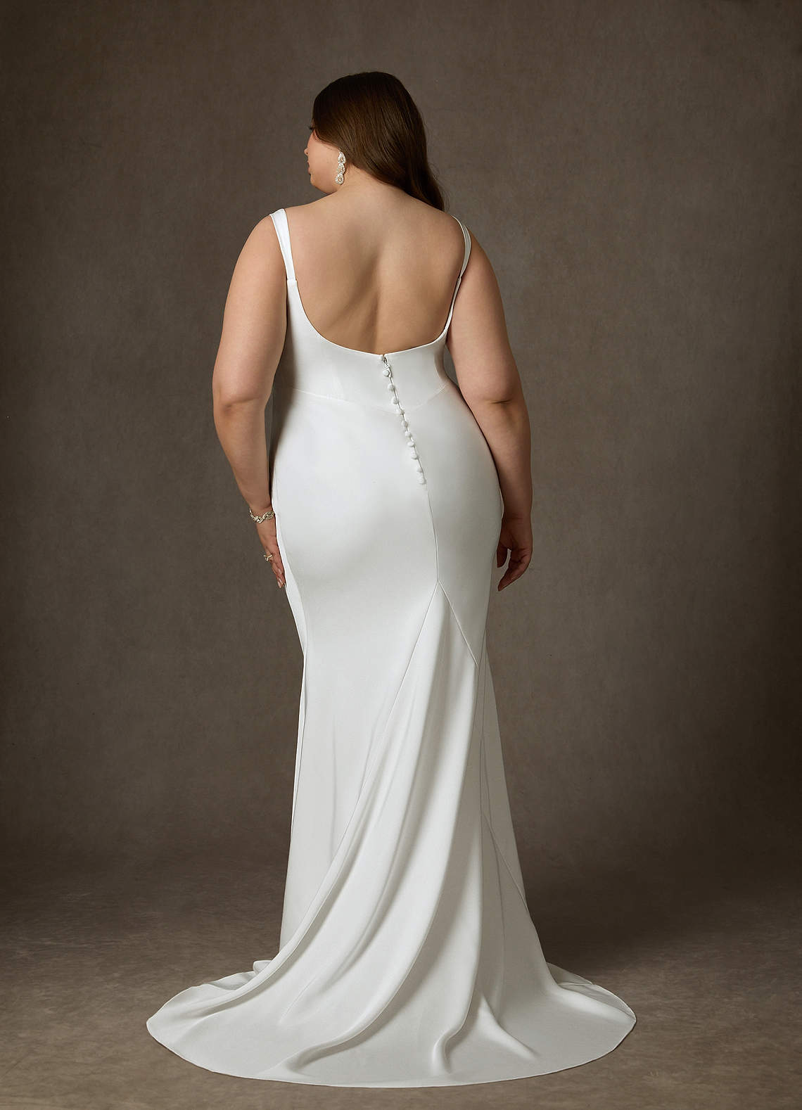 Azazie Lyssa Wedding Dresses Diamond White Mermaid Crepe Back Satin Dress image7
