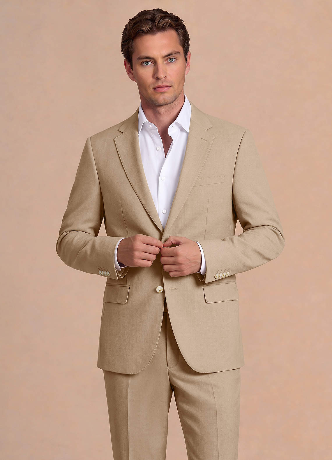 front Bennett Tan Wool Blend 3-Piece Suit