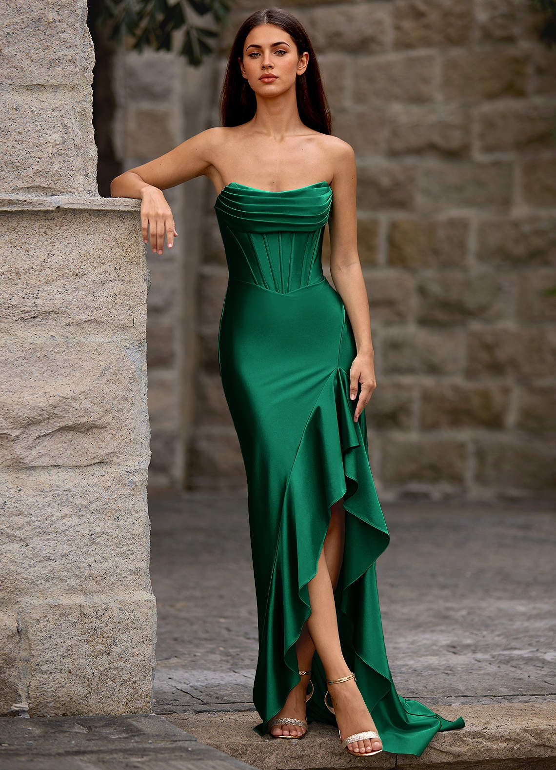 Azazie 2026 Sexy Corset Ruffles Mermaid Prom Dress Green Gown Azazie 2026 Sexy Corset Ruffles Mermaid Prom Dress Green Gown