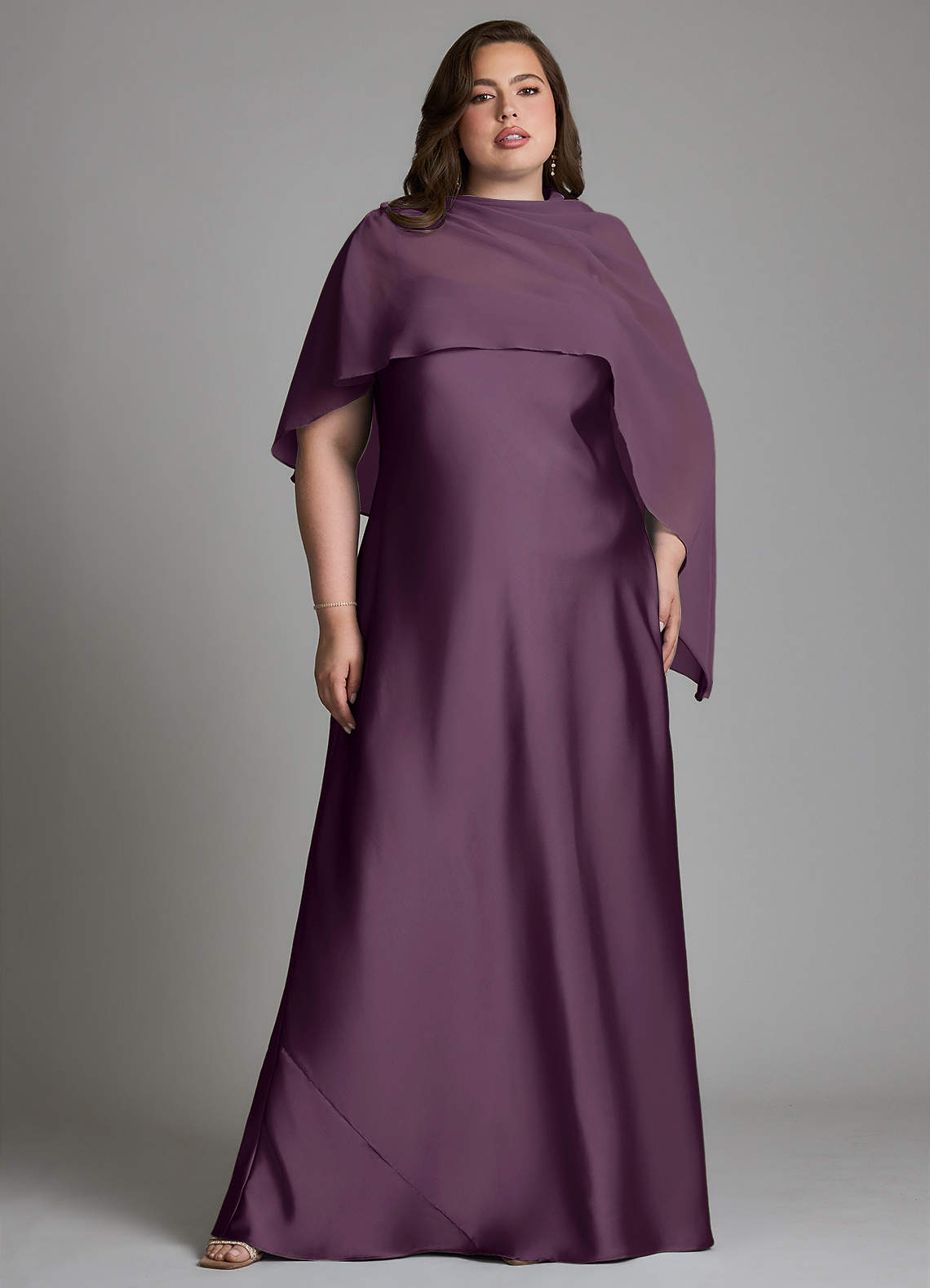 Azazie Jaleesa Bridesmaid Dresses Plum Sheath High Neck Stretch Satin Dress image6