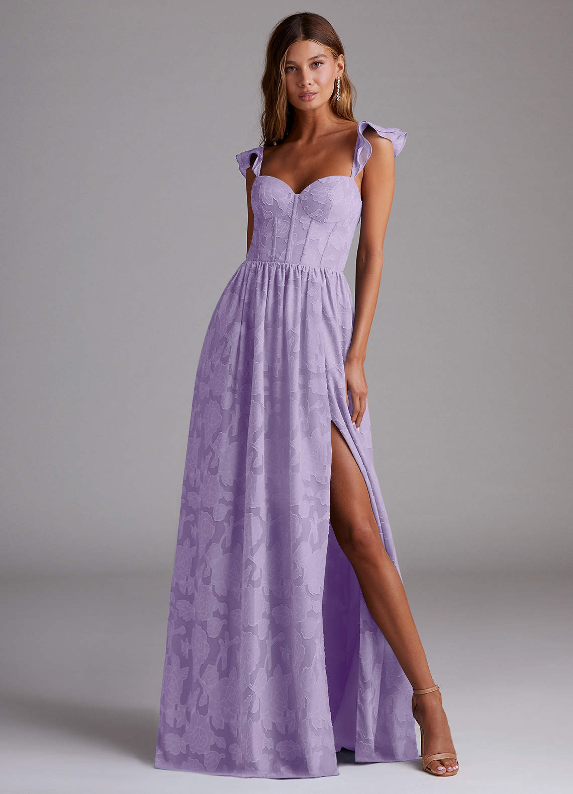 chiffon dresses for wedding guests La Divine CD668 Sculpted Corset Chiffon Bridesmaid or Wedding Guest Go   Sparkly Gowns