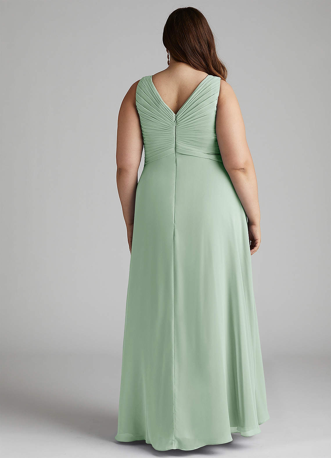 Azazie Flora Bridesmaid Dresses Agave A-Line Pleated Chiffon Dress image12