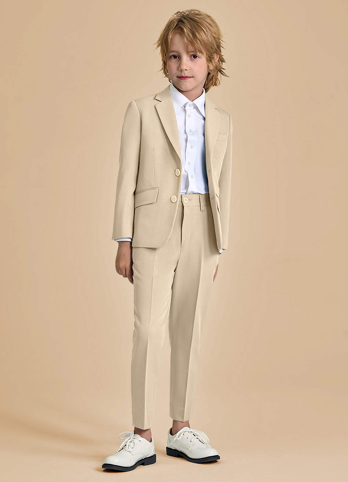 front Oliver Boys Tan 2-Piece Suit