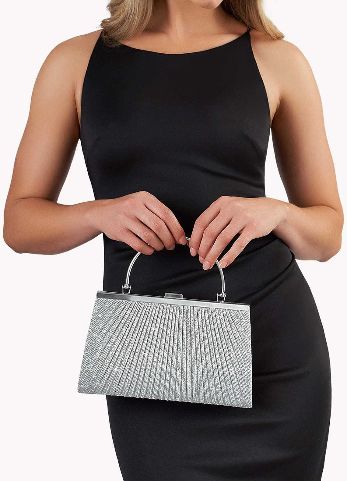 front Glitter Pleated Handbag