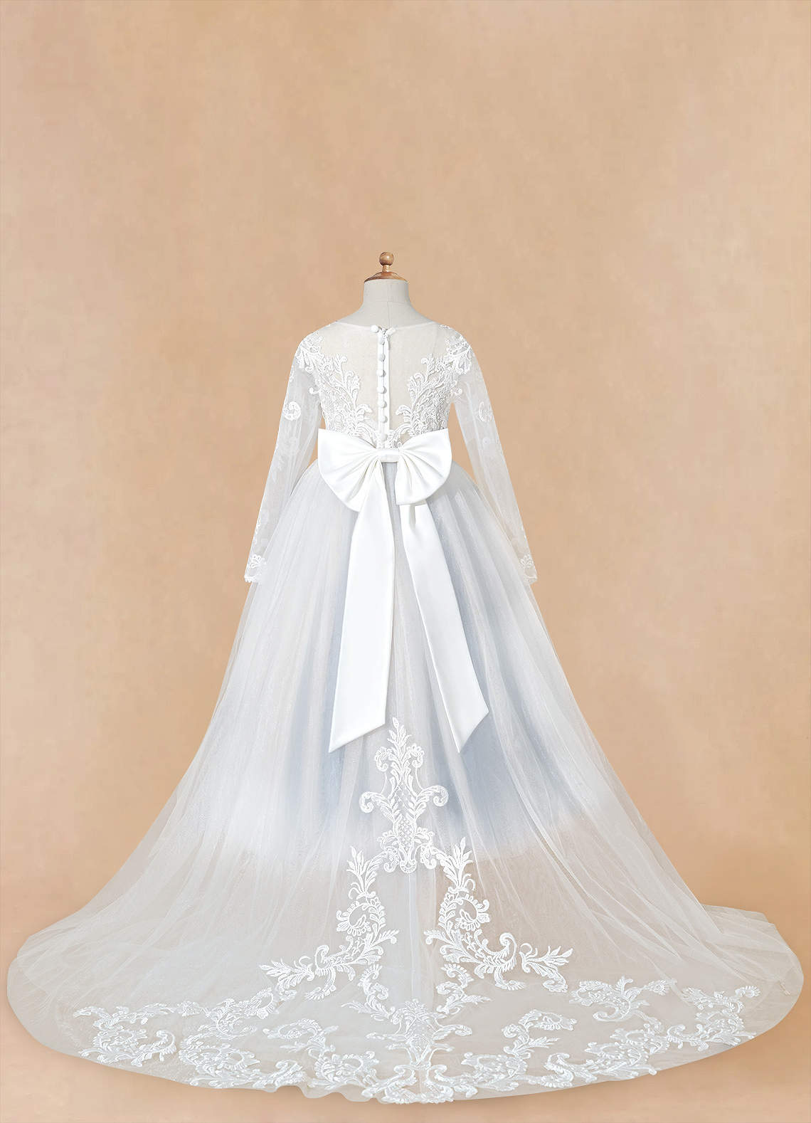 Azazie Elodie Robe Demoiselle D'honneur Fillette Robe Princesse en Dentelle Ivoire Bleu Poudré image12