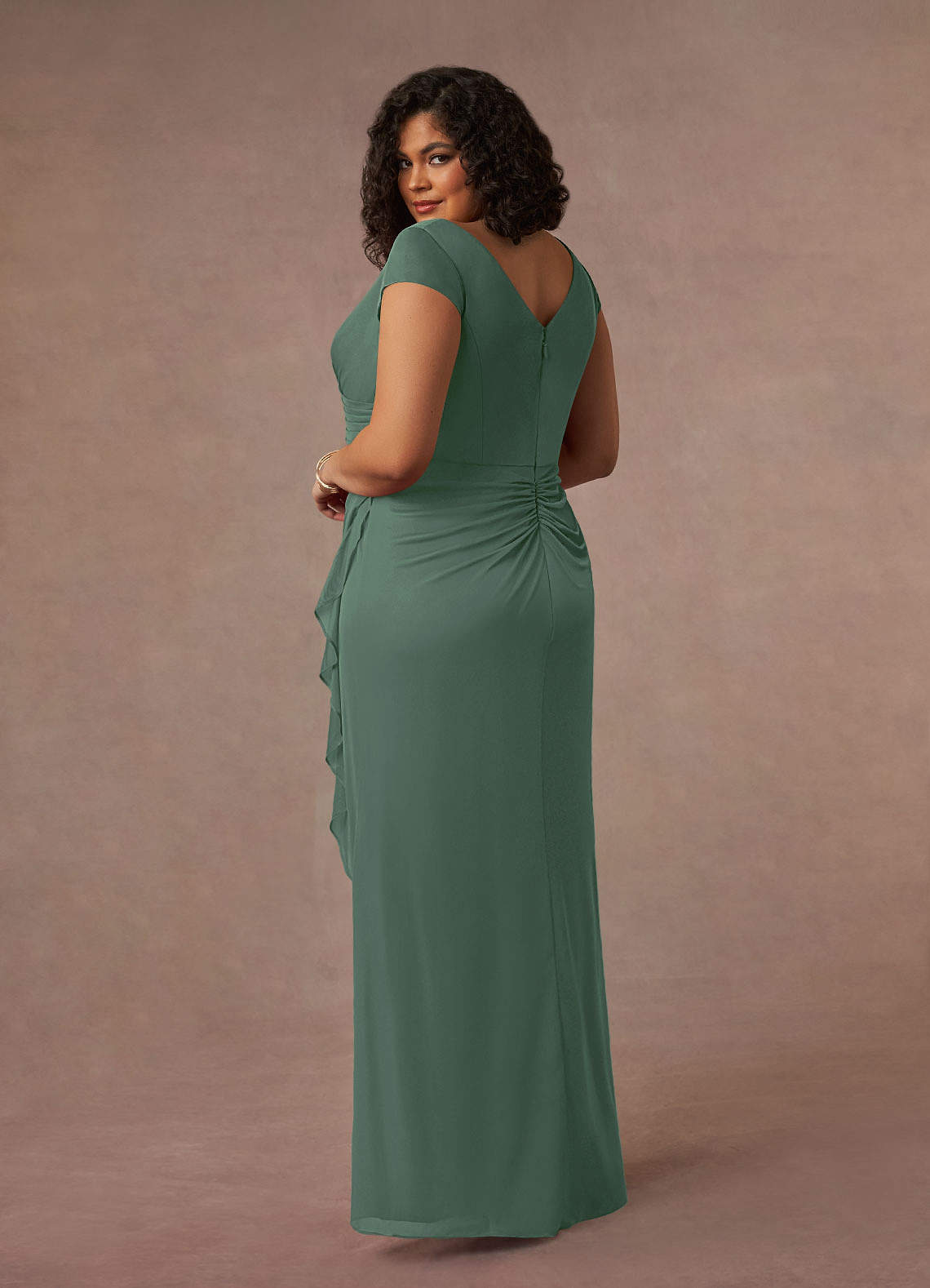 Azazie Roya Vestidos para mãe da noiva Vestir Eucalipto de Malha de sereia com Plissado image8