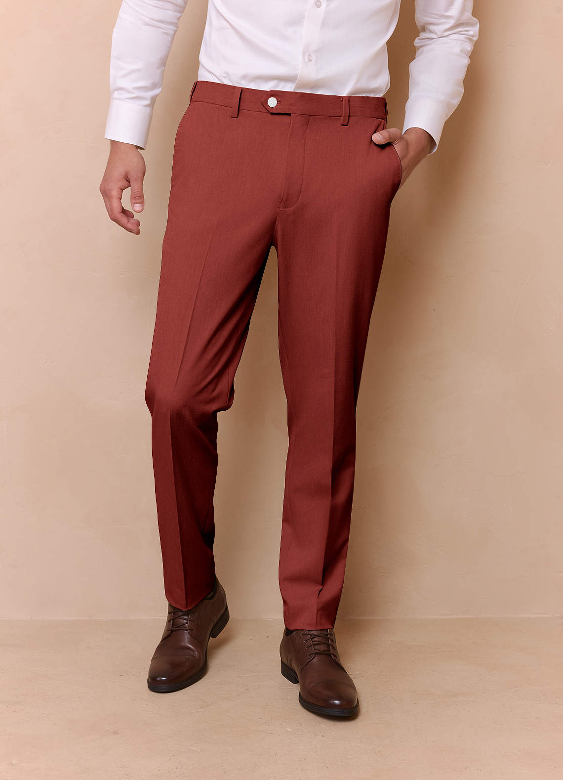 front James Terracotta Structured Stretch Dress Pants