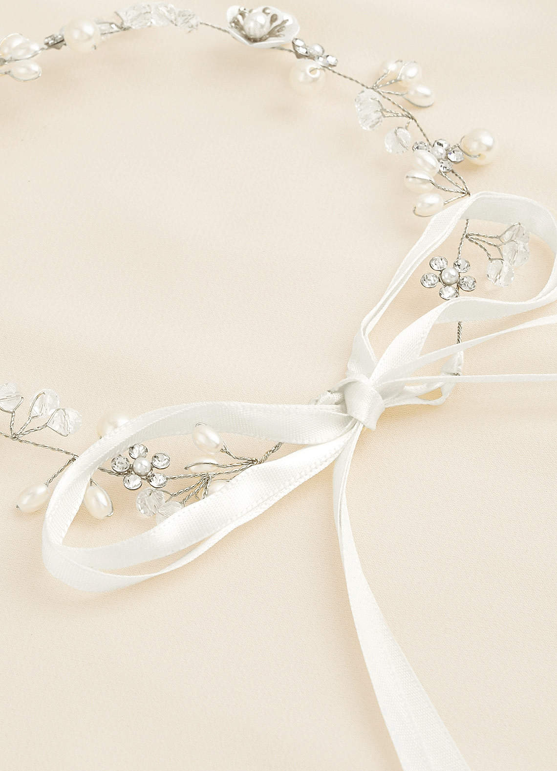 front Pearl And Crystal Floral Headband