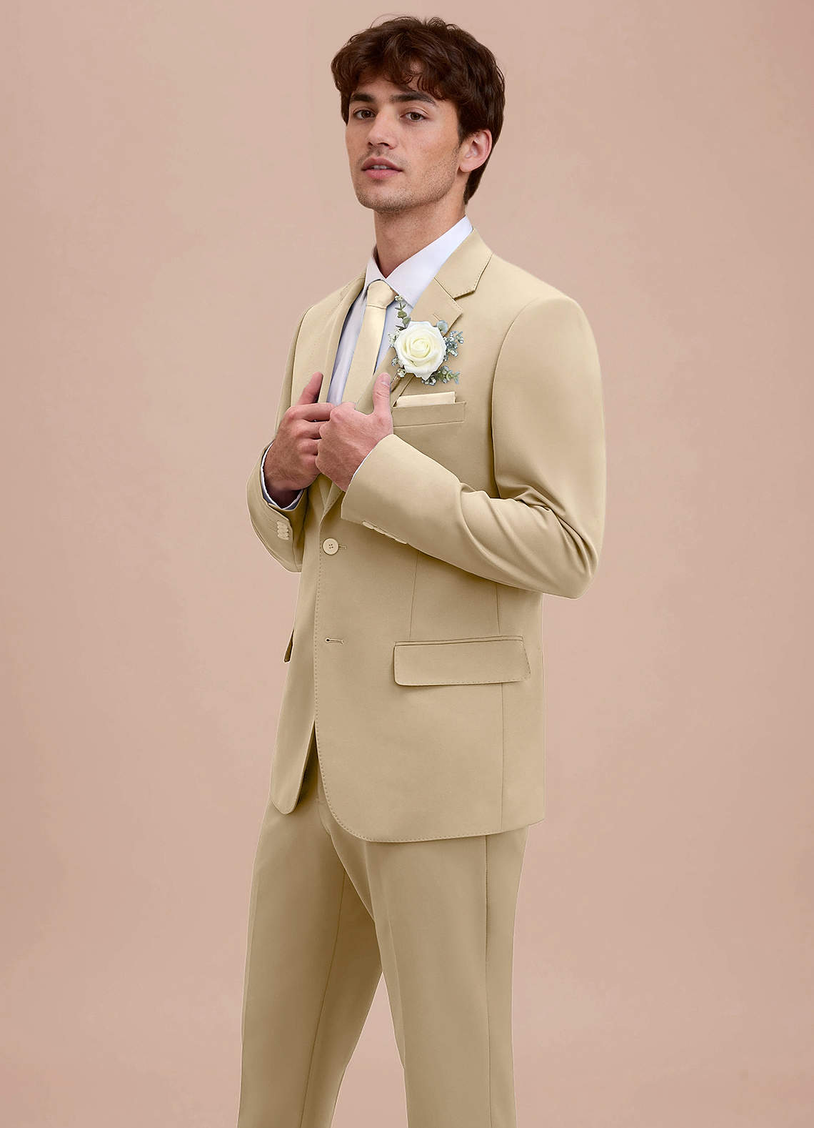 front Ethan Champagne Refined Weave Suit Jacket