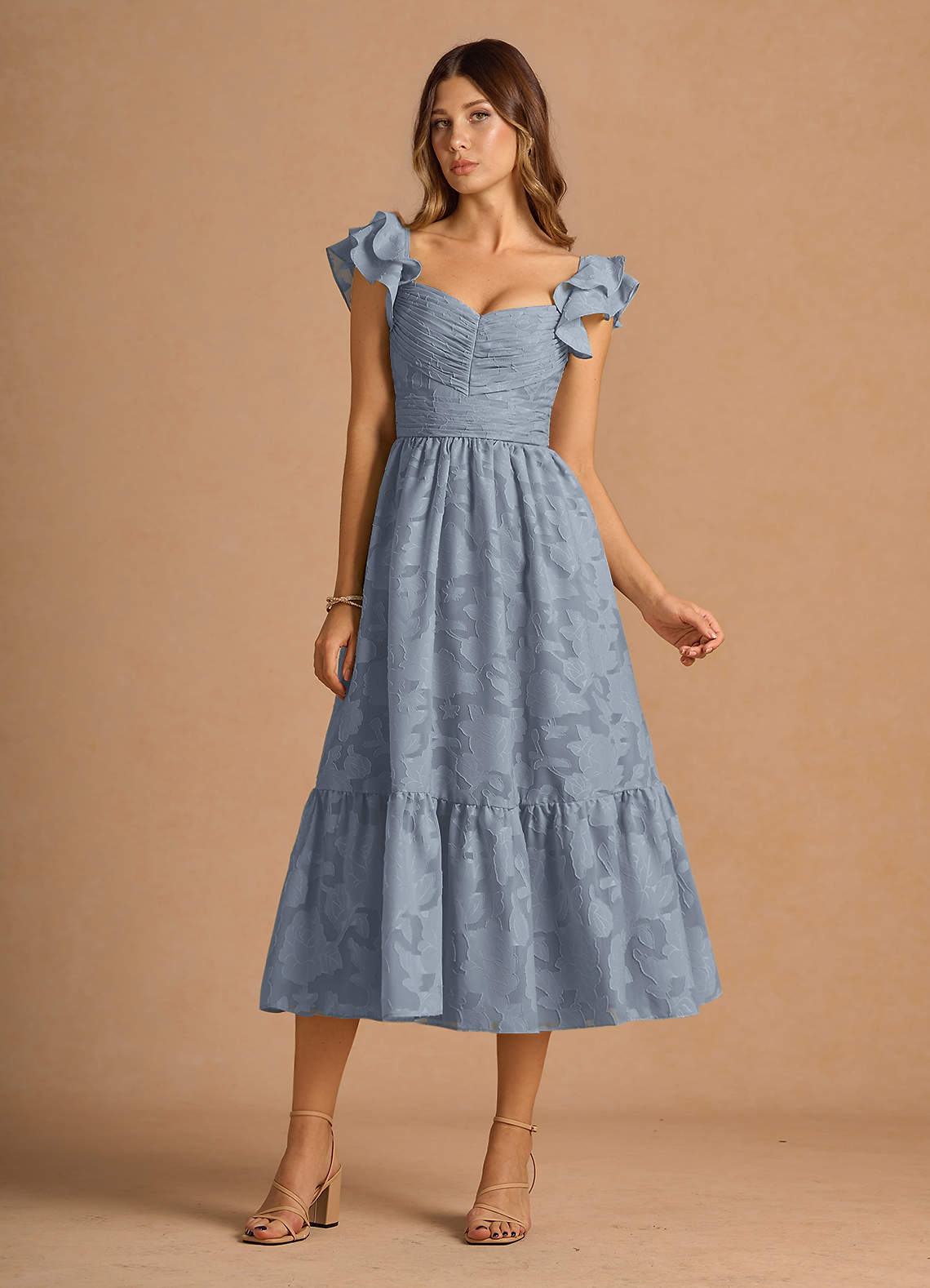Thalia Powder Blue Midi Dress Ready to Ship | Azazie