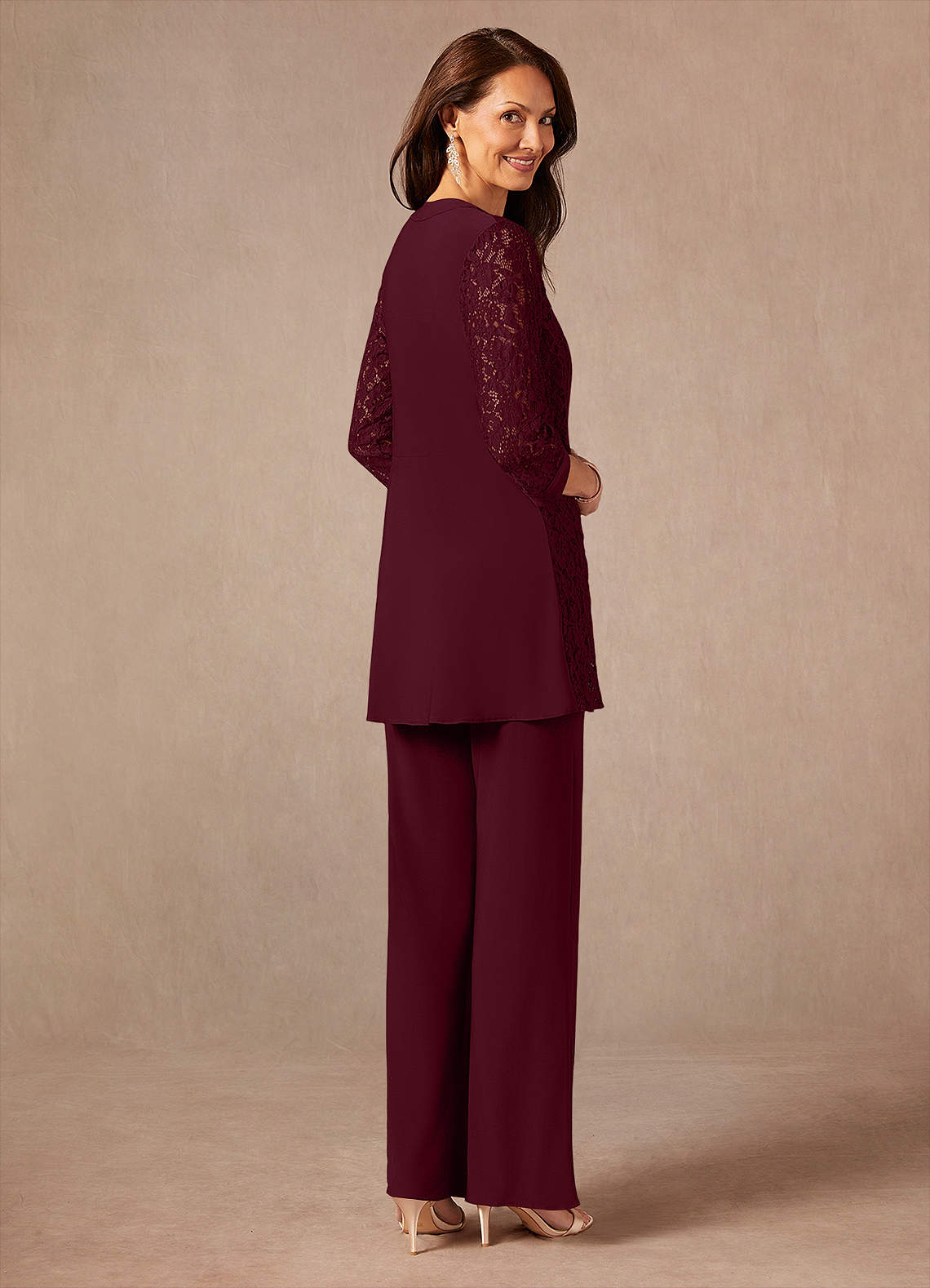Azazie Mamrie Mother of the Bride Dresses Cabernet Jumpsuit/Pantsuit Lace Dress image3