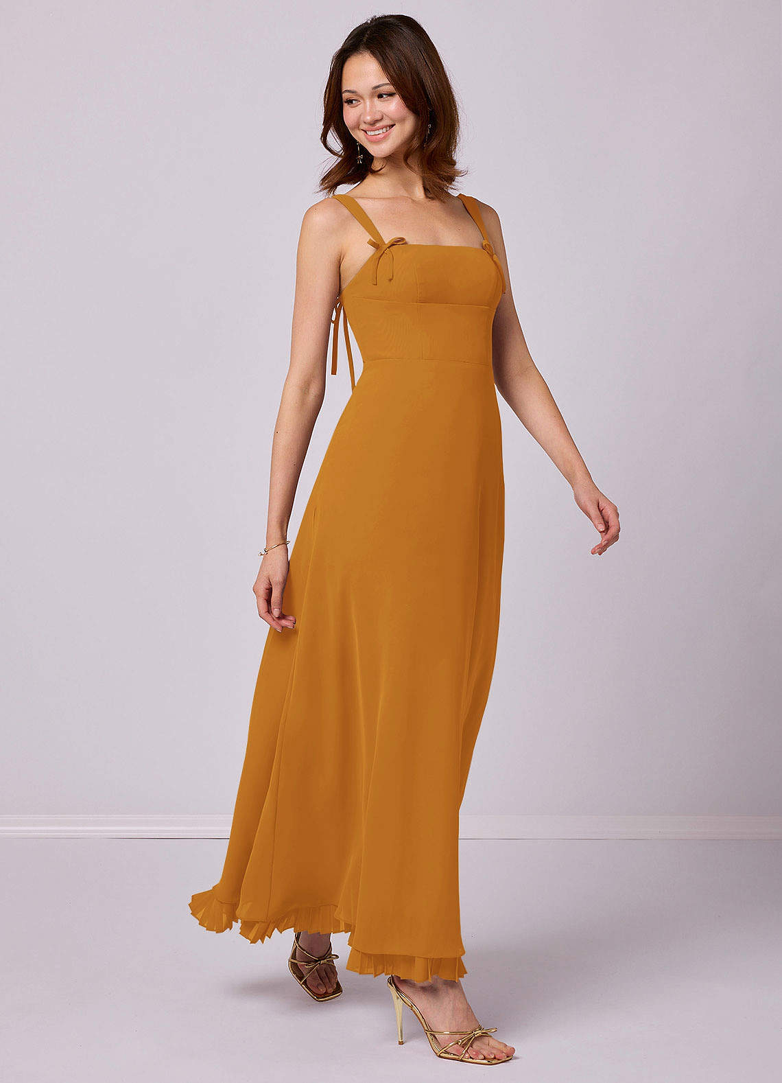 Barbie ♥ Azazie Bridesmaid Dresses Butterscotch A-Line Pleated Chiffon Dress image1