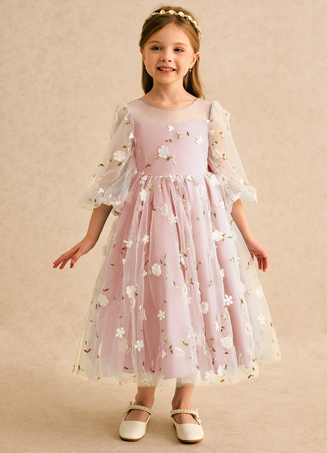Azazie Elowen Flower Girl Dresses Rosette A-Line Sweetheart Neckline Lace Dress image2