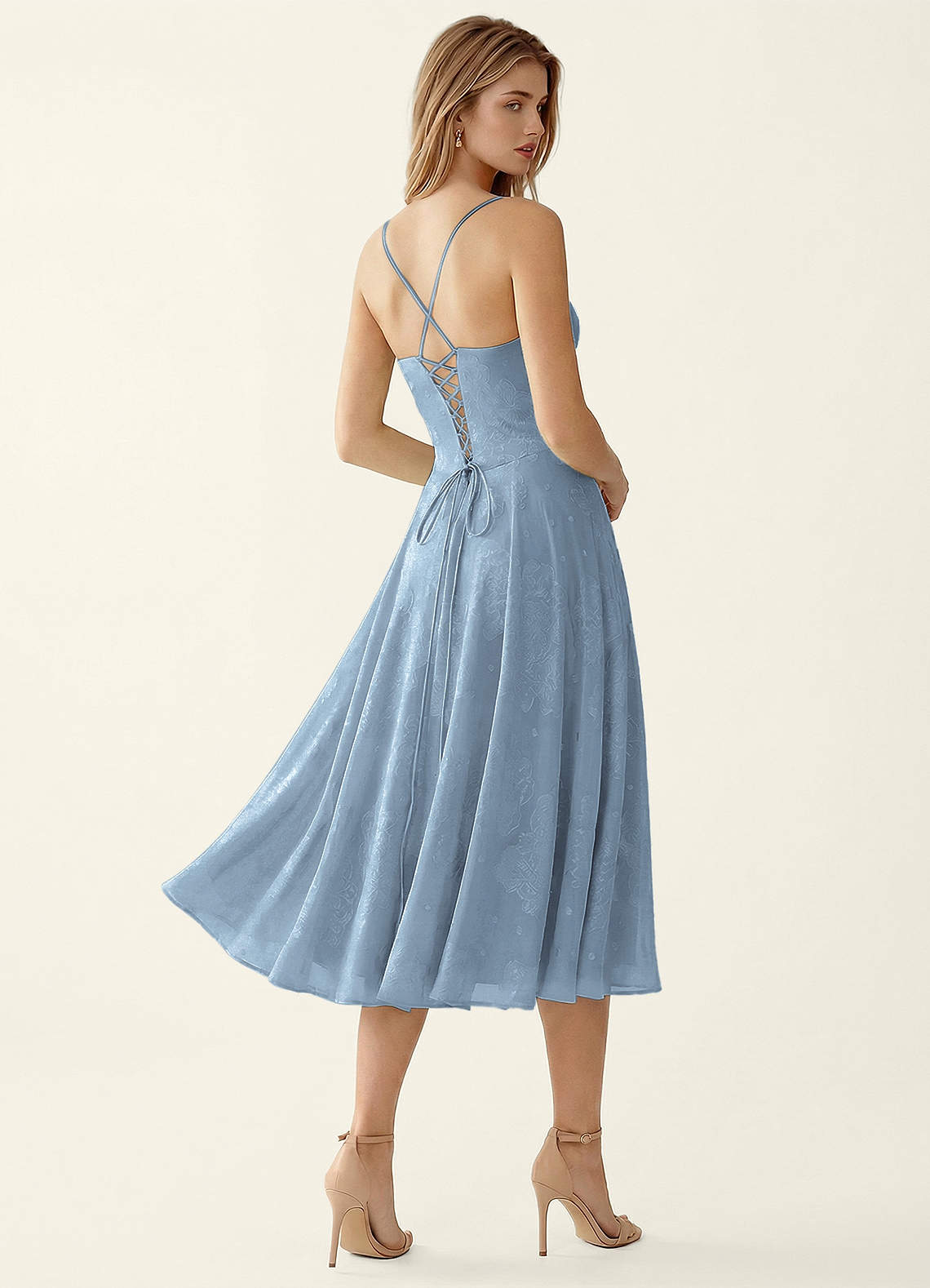 Verena Powder Blue Jacquard Midi A-line Graduation Dress Prom and Homecoming Dresses | Azazie AU Verena Powder Blue Jacquard Midi A-line Graduation Dress Prom and Homecoming Dresses | Azazie AU