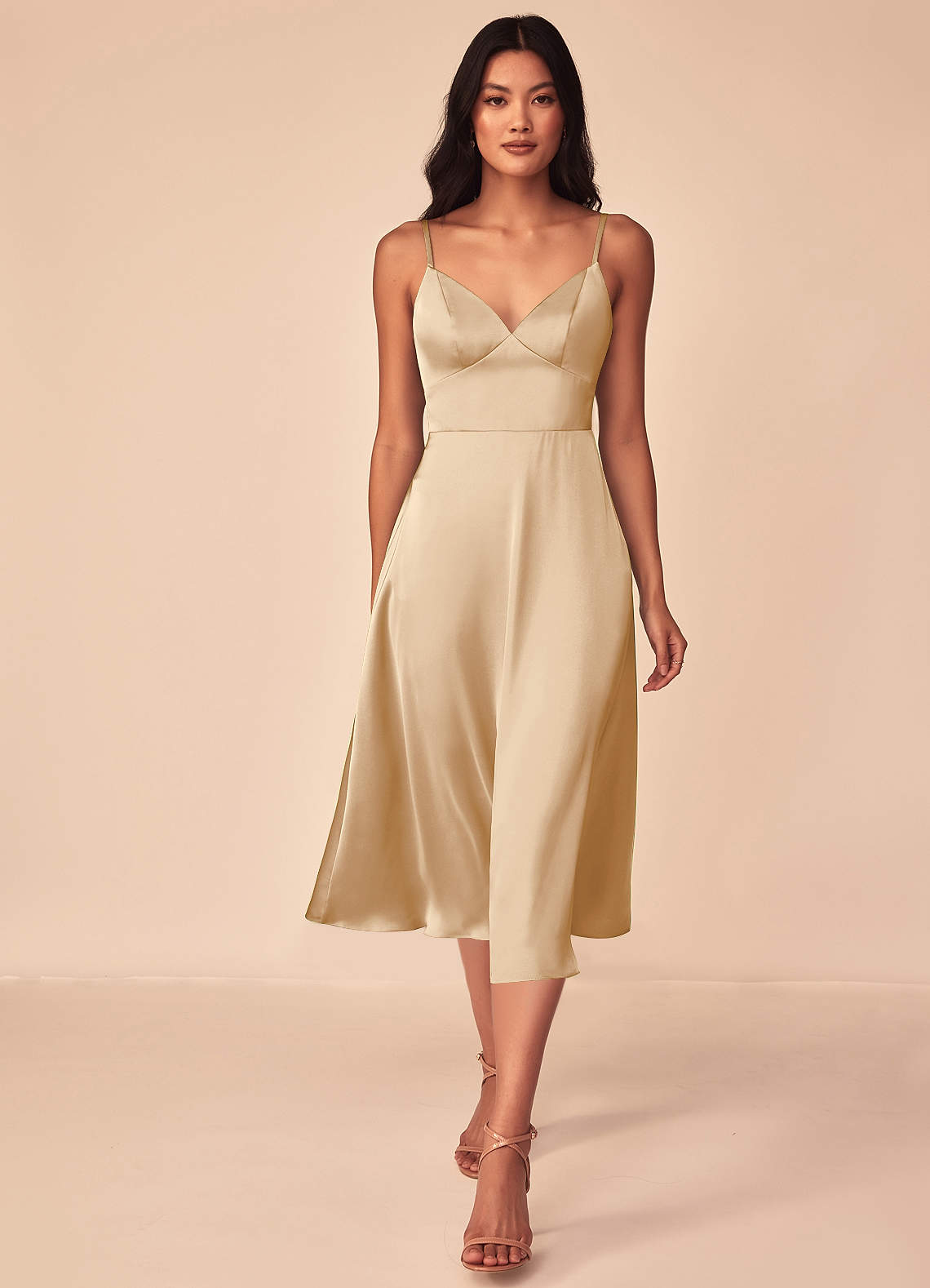 Knee Length Silk Champagne Gown Champagne Knee Length Mother Of The Bride  Dresses A-Line V-