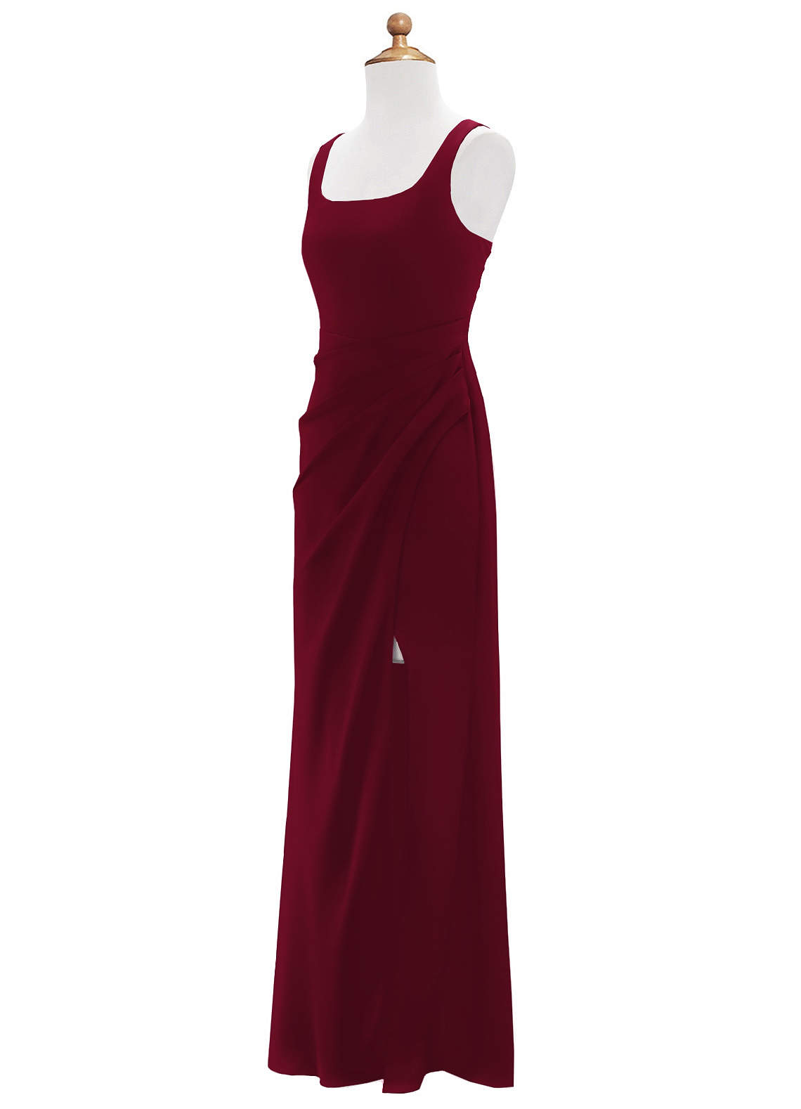 Azazie Mero Junior Burgundy Mermaid Pleated Stretch Satin Dress image6