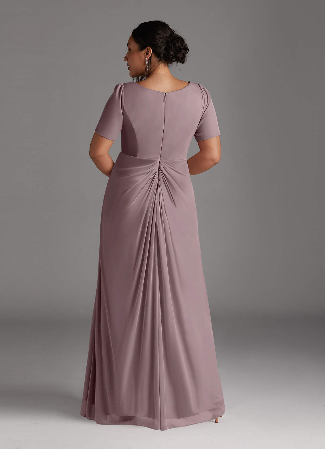 Azazie Bessie Mother of the Bride Dresses Dusk A-Line Pleated Mesh Dress image7