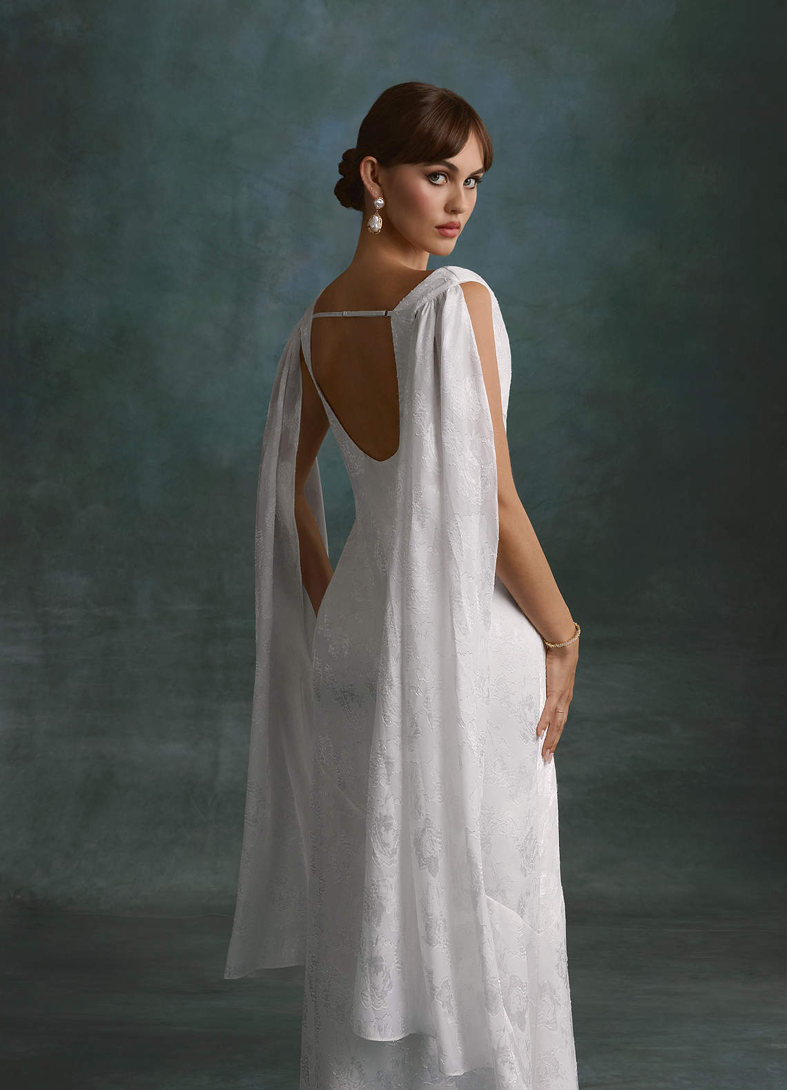 Azazie Georgina Wedding Dresses Diamond White Sheath Floral Burnout Dress image1