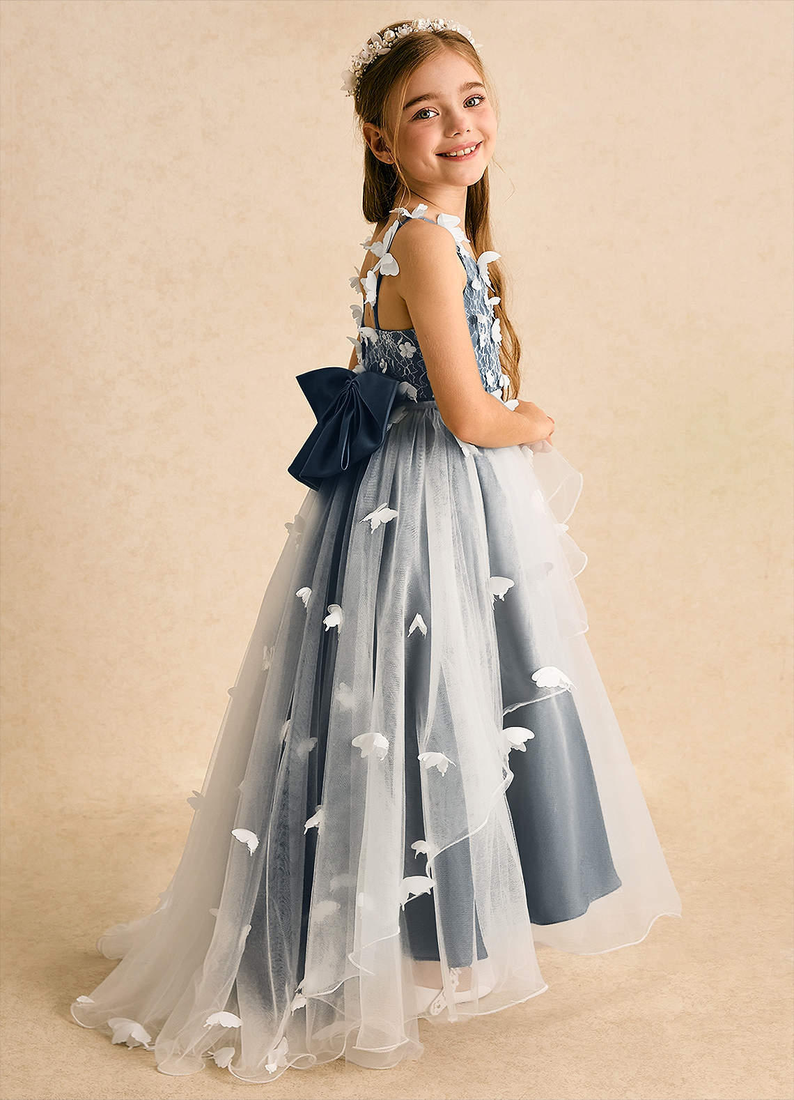 Azazie Darlina Flower Girl Dresses Ivory Neptune Ball-Gown Lace Tulle Dress image1