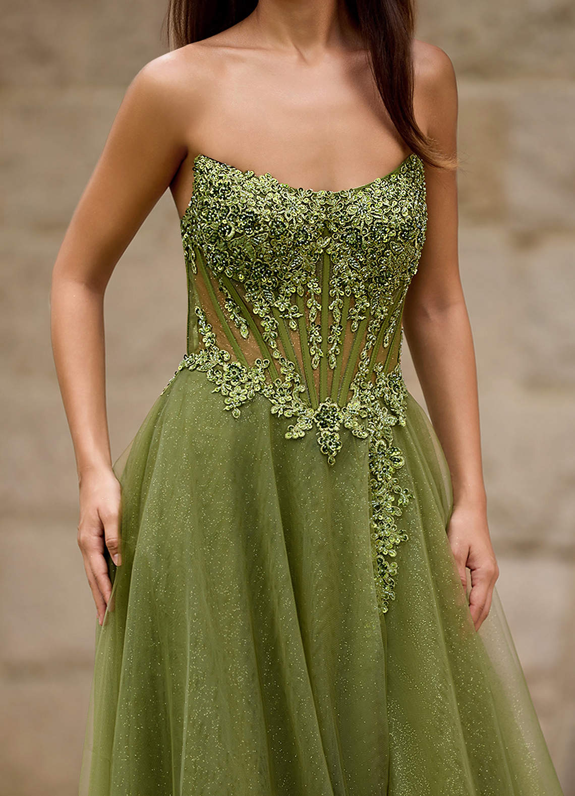 Brilliance Groen Glitter galajurk image1