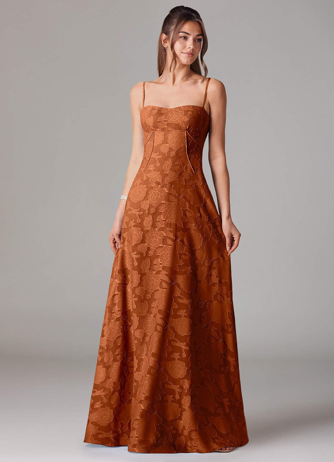 Azazie Valentine Suknie dla druhen Linia A Dekolt w kształcie serca Kwiatowe wypalenie Do ziemi Sukienka image1